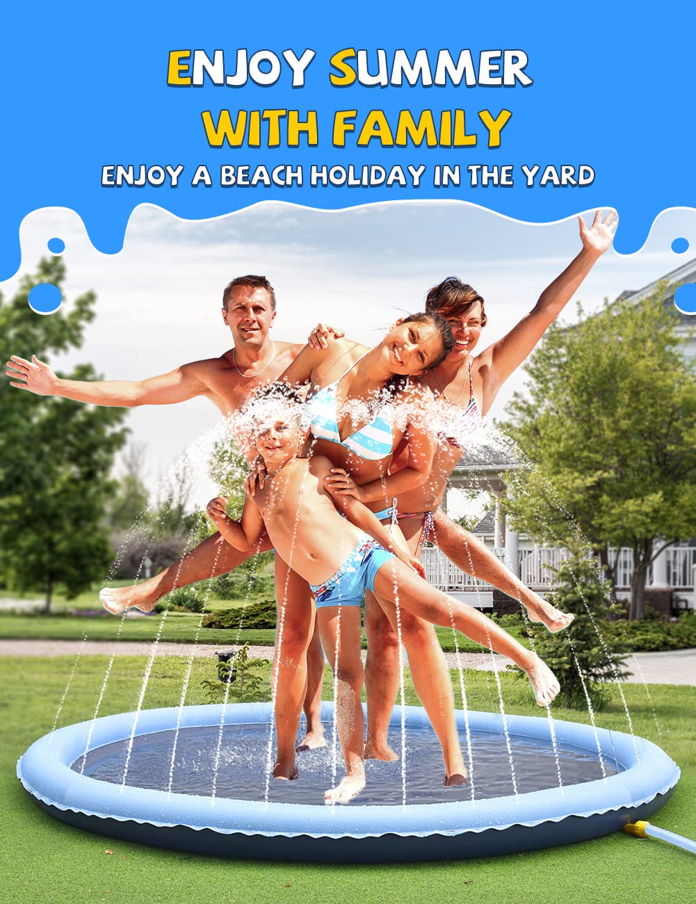 VISTOP Non-Slip Splash Pad for Kids and Dogs – 97in Thick Sprinkler Pool Backyard Water Toy