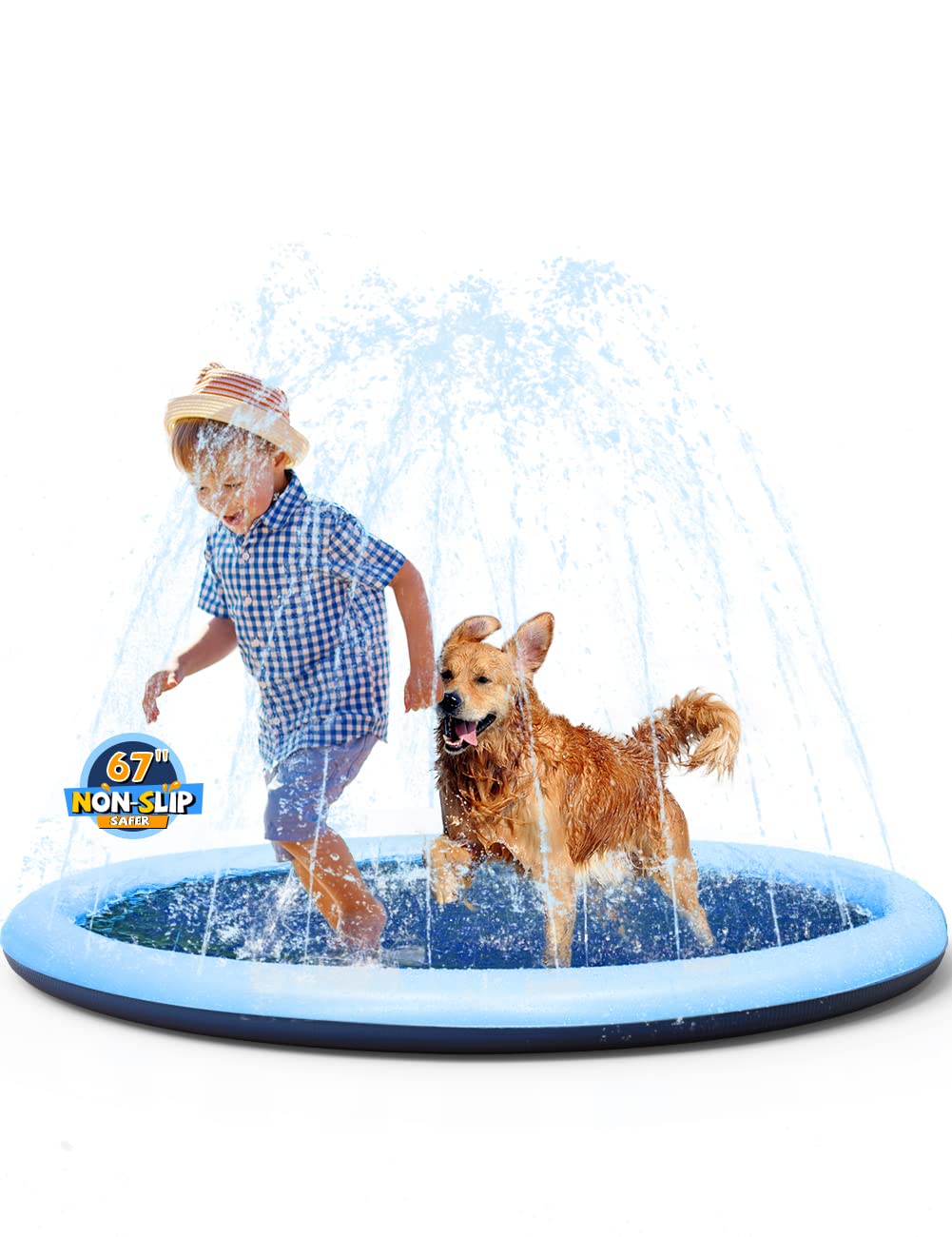 VISTOP Non-Slip Splash Pad for Kids & Dogs - 67-Inch Backyard Water Toy