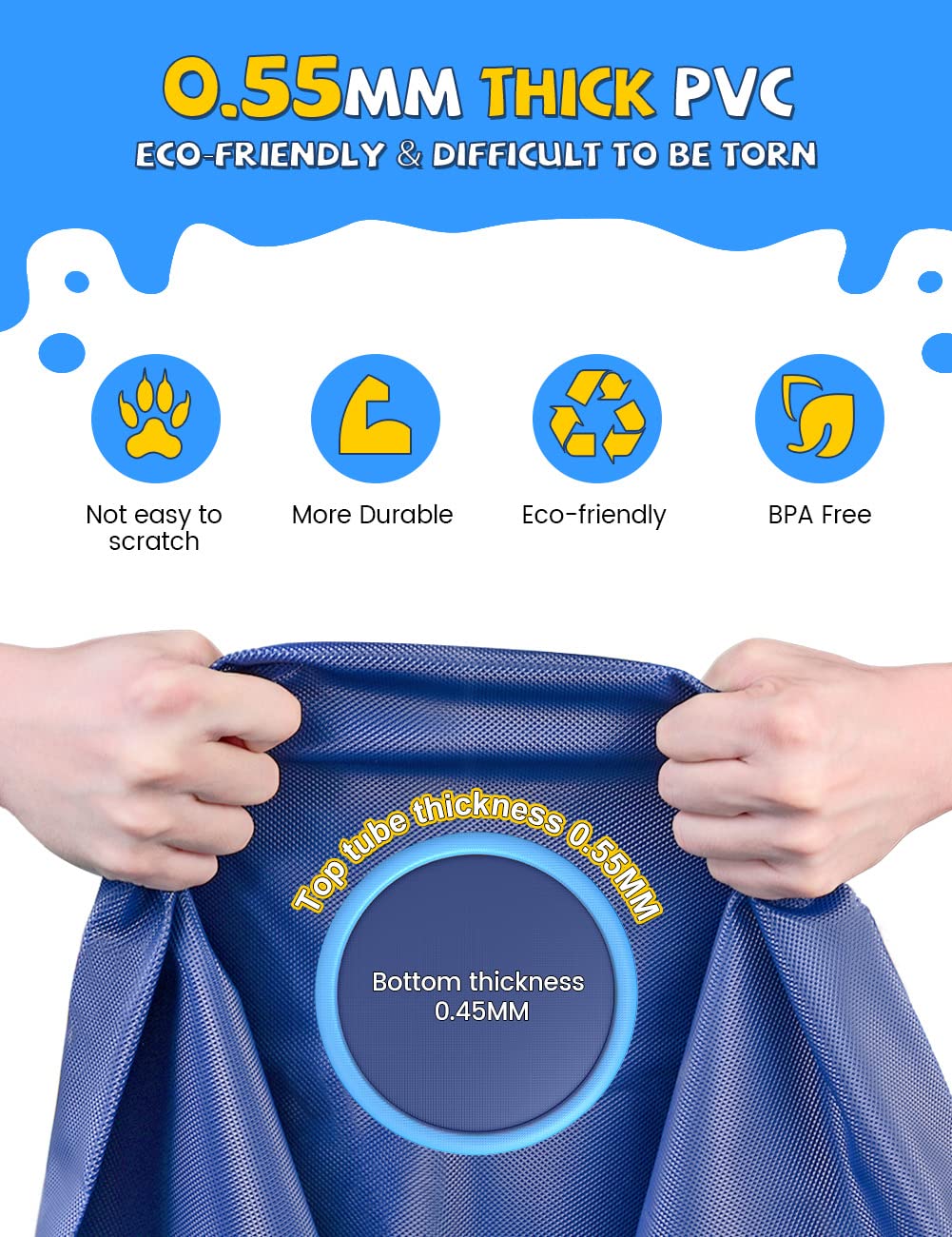 VISTOP Non-Slip Splash Pad 97 Inch for Kids & Dogs – Thick 0.55mm, BPA-Free Backyard Water Toy