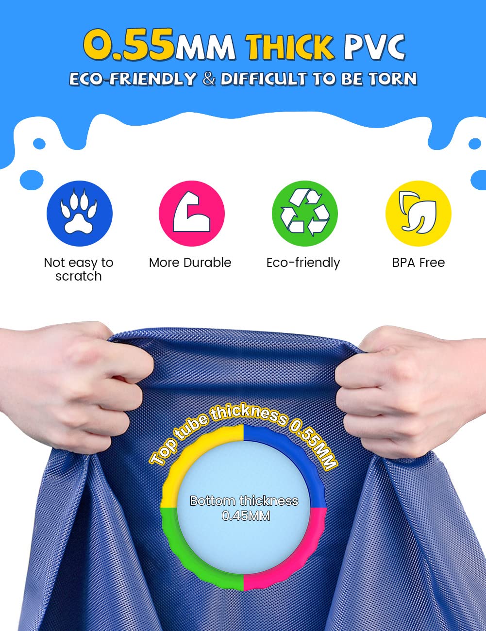 VISTOP 87-inch Non-Slip Splash Pad for Kids & Dogs – Thick, Durable Outdoor Water Play Mat