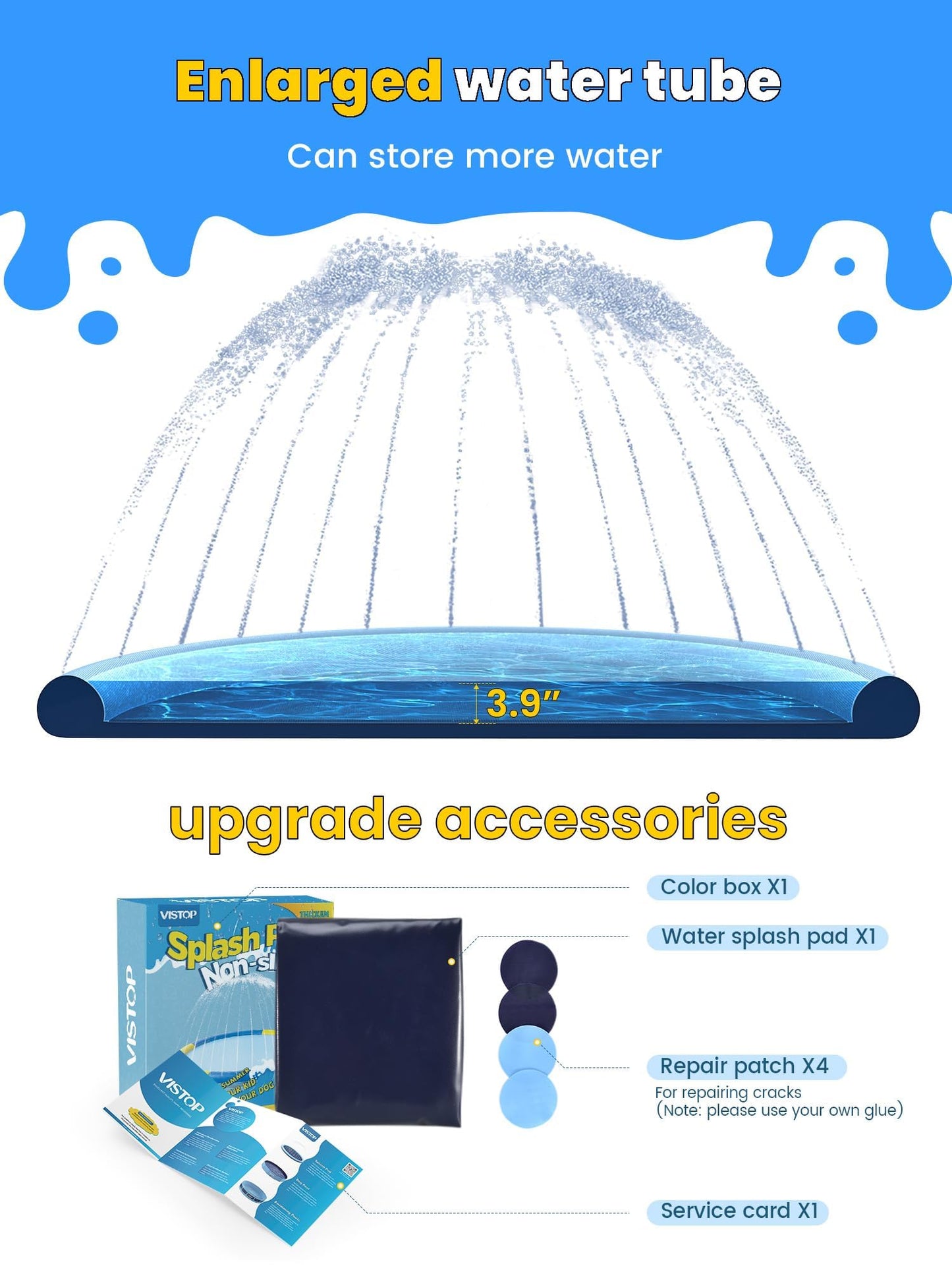 VISTOP Non-Slip Splash Pad for Kids & Dogs – 107 Inch Colorful Backyard Water Toy