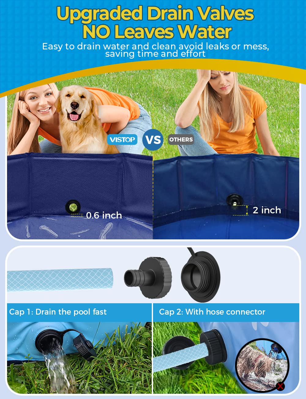 VISTOP XXL Foldable Dog Pool – 67in Portable Hard Shell, Collapsible