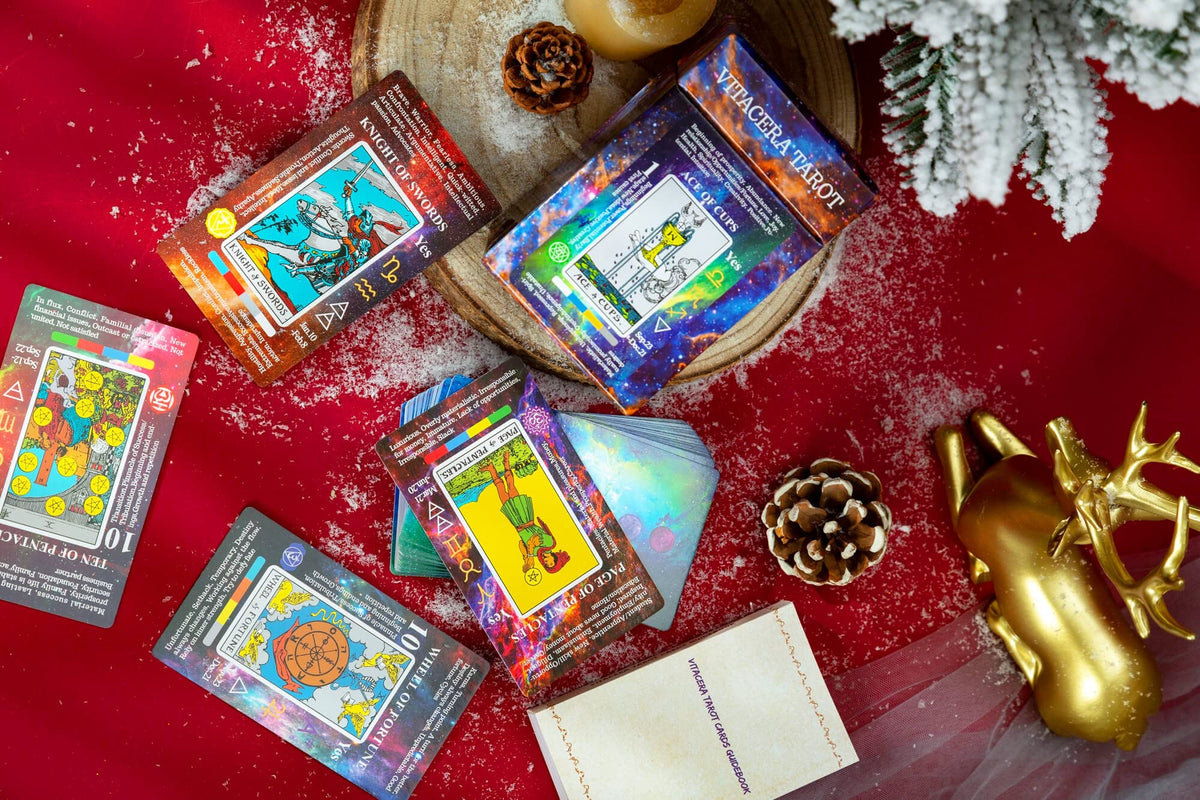 Vitacera Tarot Cards for Beginners – 78-Card Deck with Guidebook & Comprehensive Correspondences