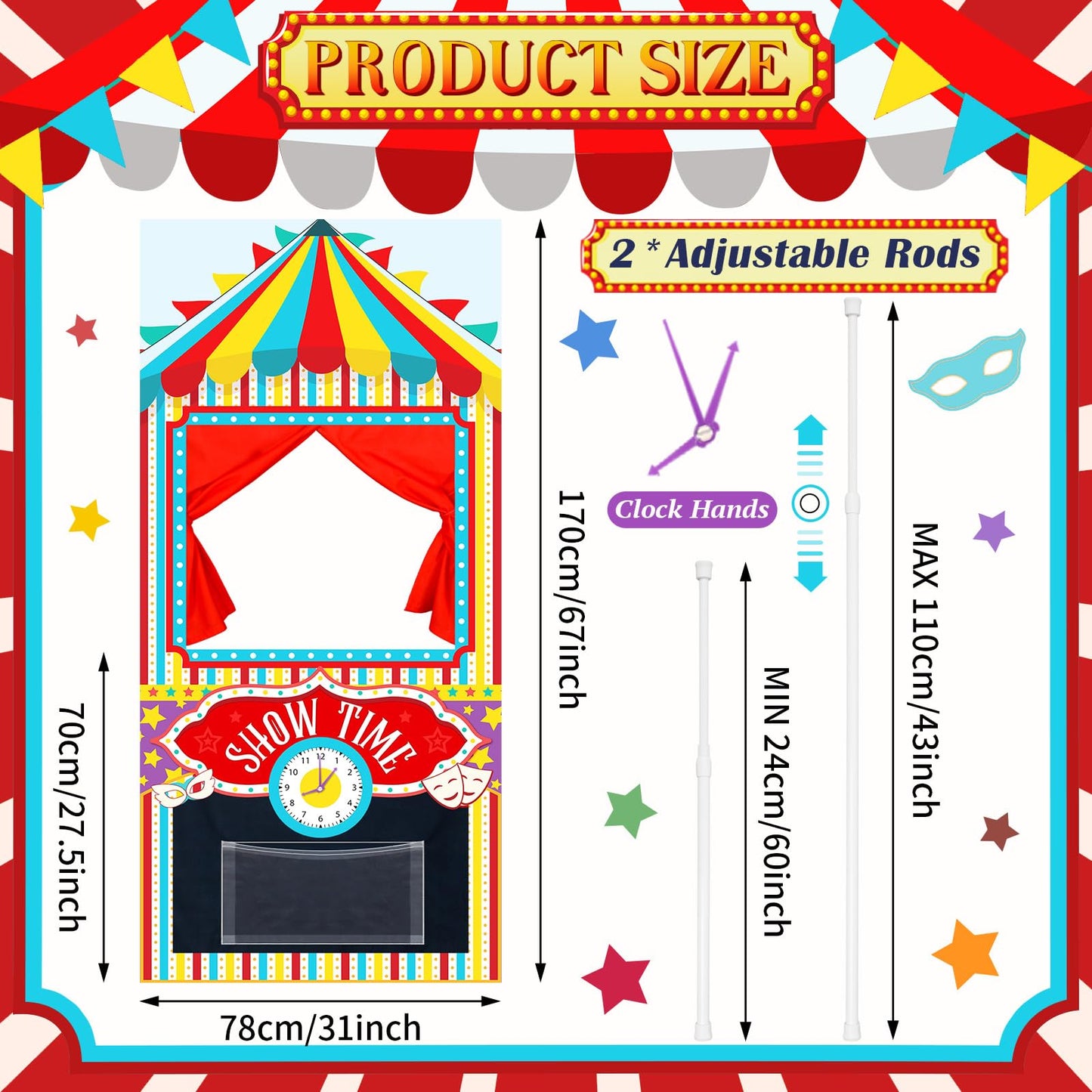 VitalCozy Doorway Puppet Theater – 67x31in Foldable Circus Style