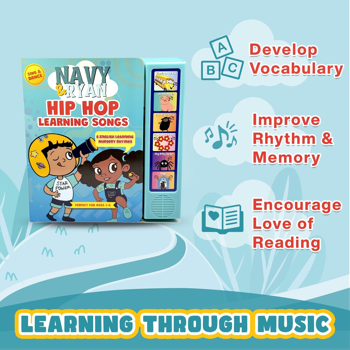 Vitastars Hip Hop Nursery Rhyme Sound Book for Toddlers — Bilingual English & Spanish