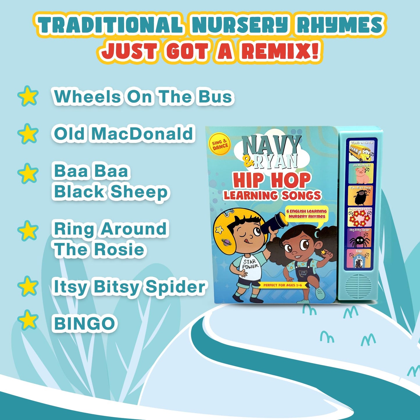 Vitastars Hip Hop Nursery Rhyme Sound Book for Toddlers — Bilingual English & Spanish