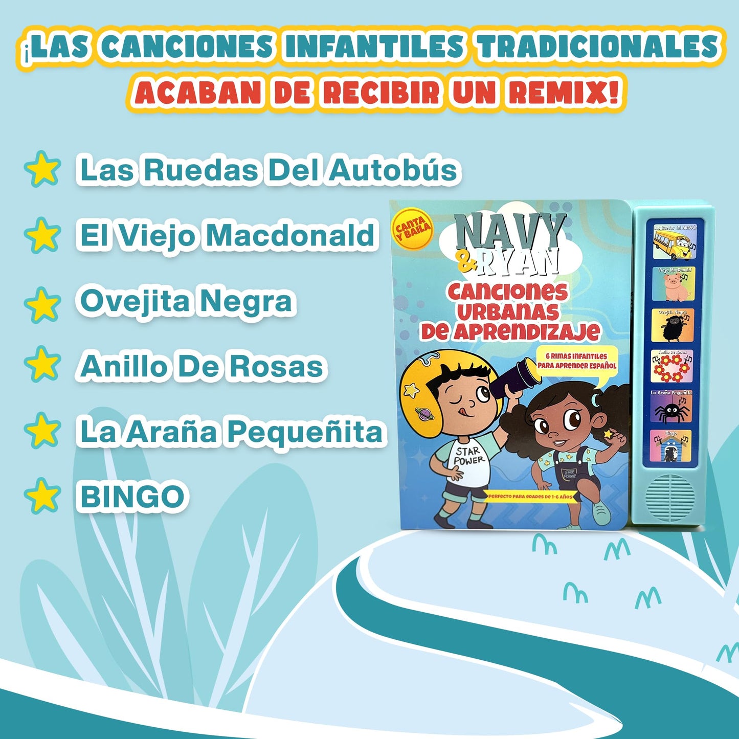 Vitastars Spanish Hip-Hop Nursery Rhymes Sound Book for Toddlers | Bilingual English-Spanish (Ages 1–6)