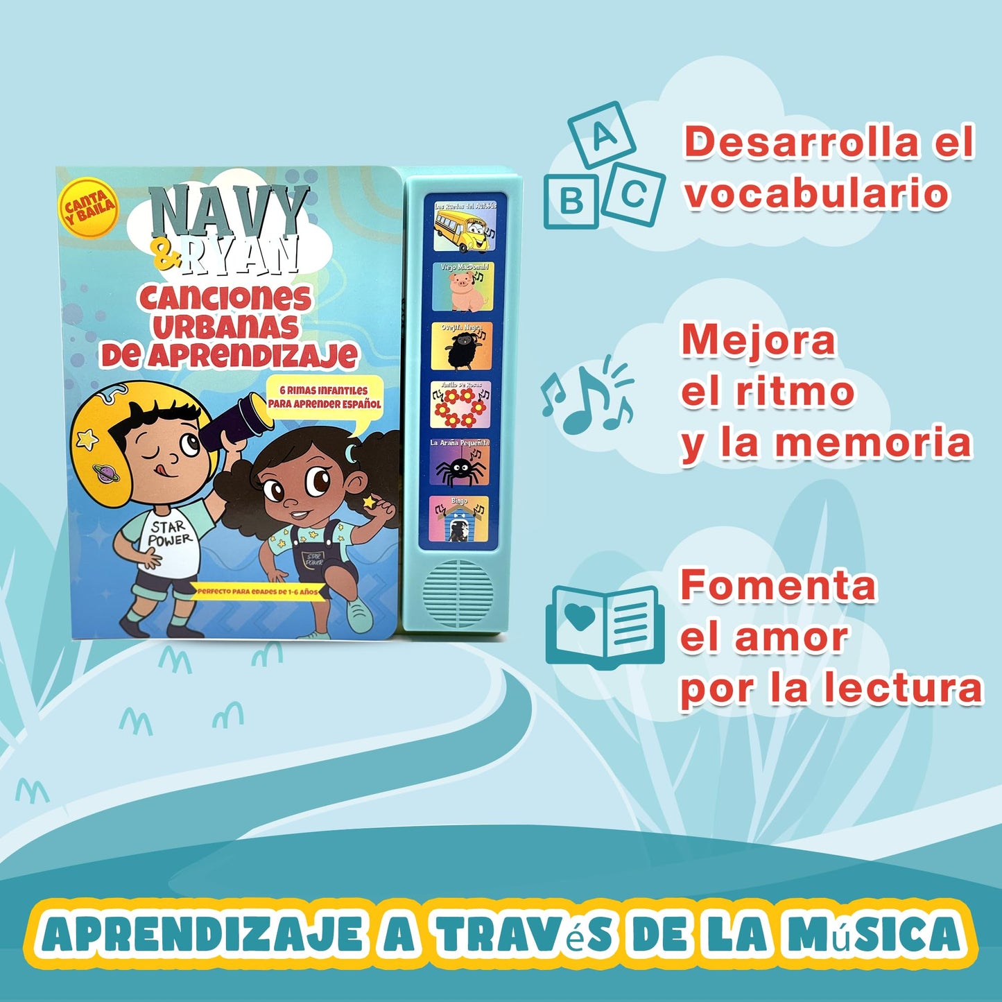 Vitastars Spanish Hip-Hop Nursery Rhymes Sound Book for Toddlers | Bilingual English-Spanish (Ages 1–6)