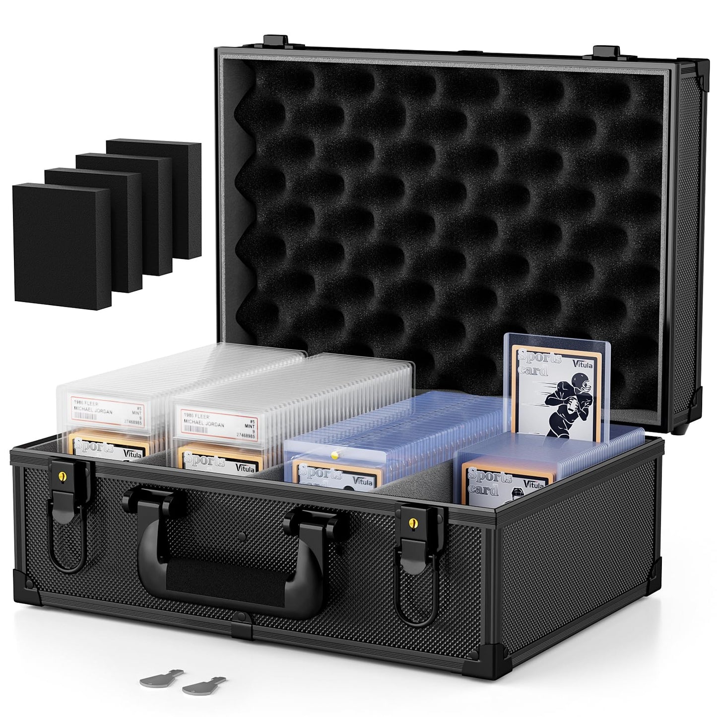 Vitula Card Case – Lockable Storage for 600 Toploaders, 120 PSA Slabs, & 120 Magnetic Card Holders