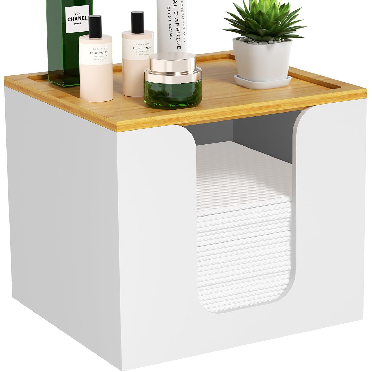 VITVITI Disposable Face Towel Holder Box – Acrylic with Bamboo Lid for Large Towels