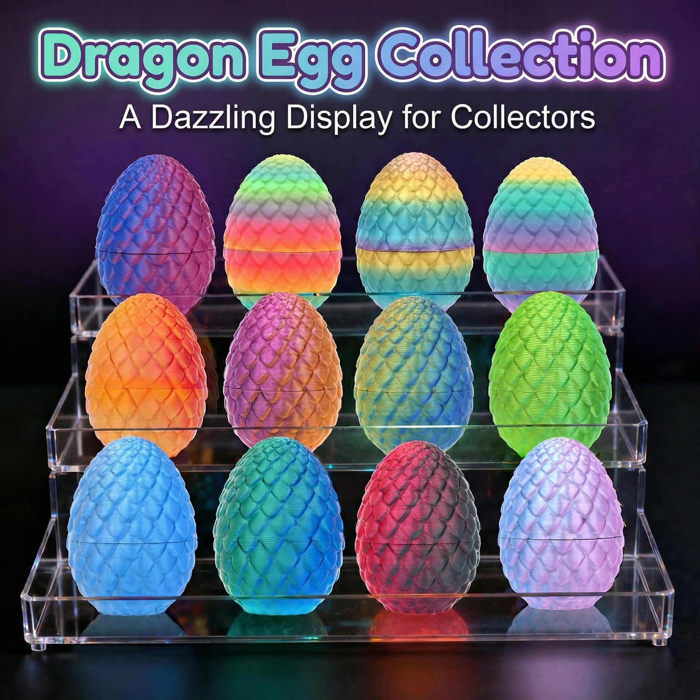 VivaNova 12-Pack 3D Printed Easter Dragon Eggs | Articulated Mini Dragons Inside