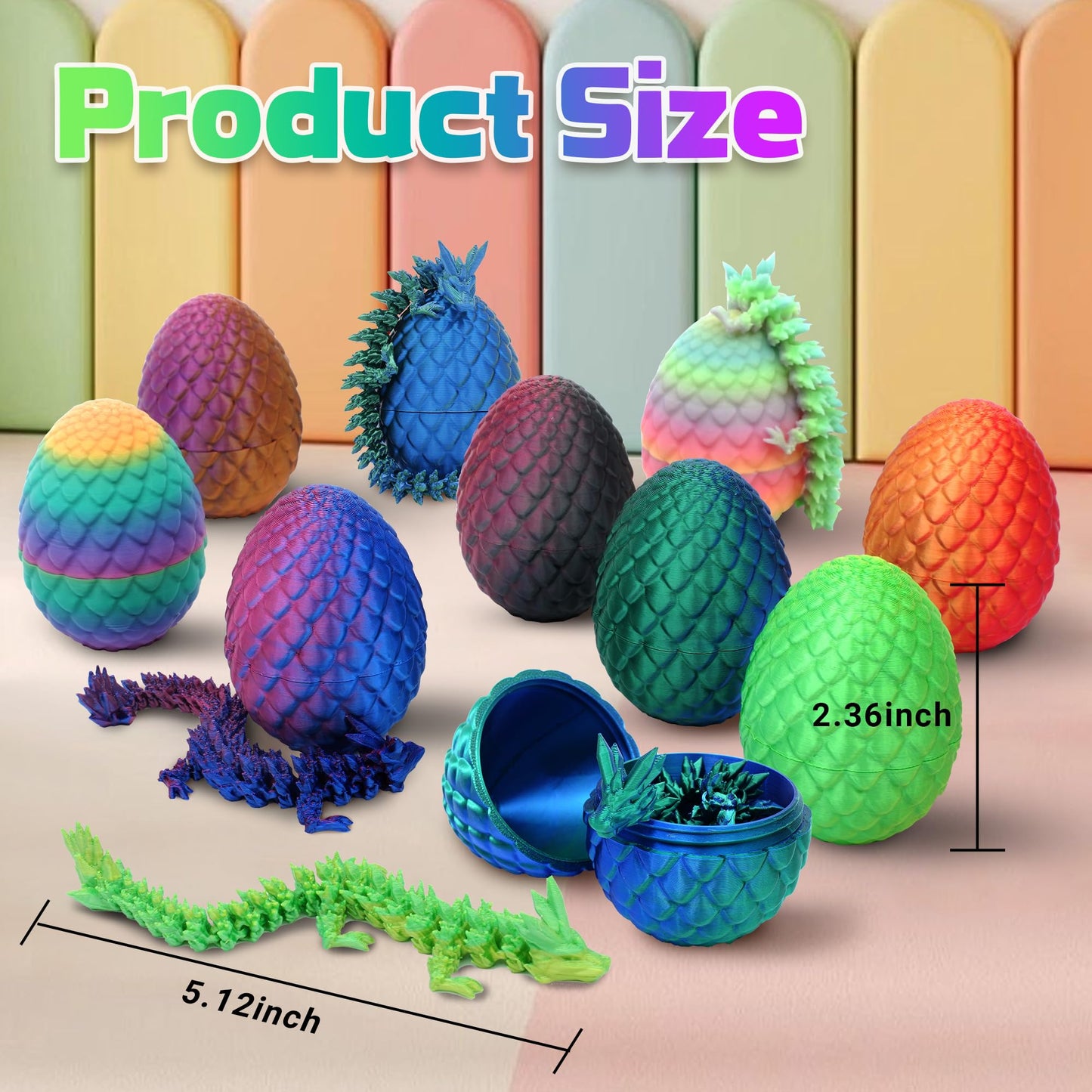 VivaNova 12-Pack 3D Printed Easter Dragon Eggs | Articulated Mini Dragons Inside