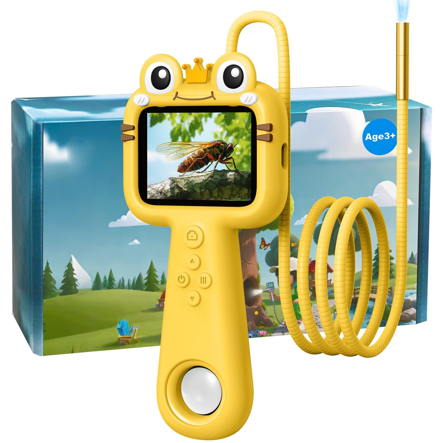 Vivid Glass Borescope Camera for Kids – STEM Toy for Ages 4–12 | Outdoor Nature Discovery (Yellow)