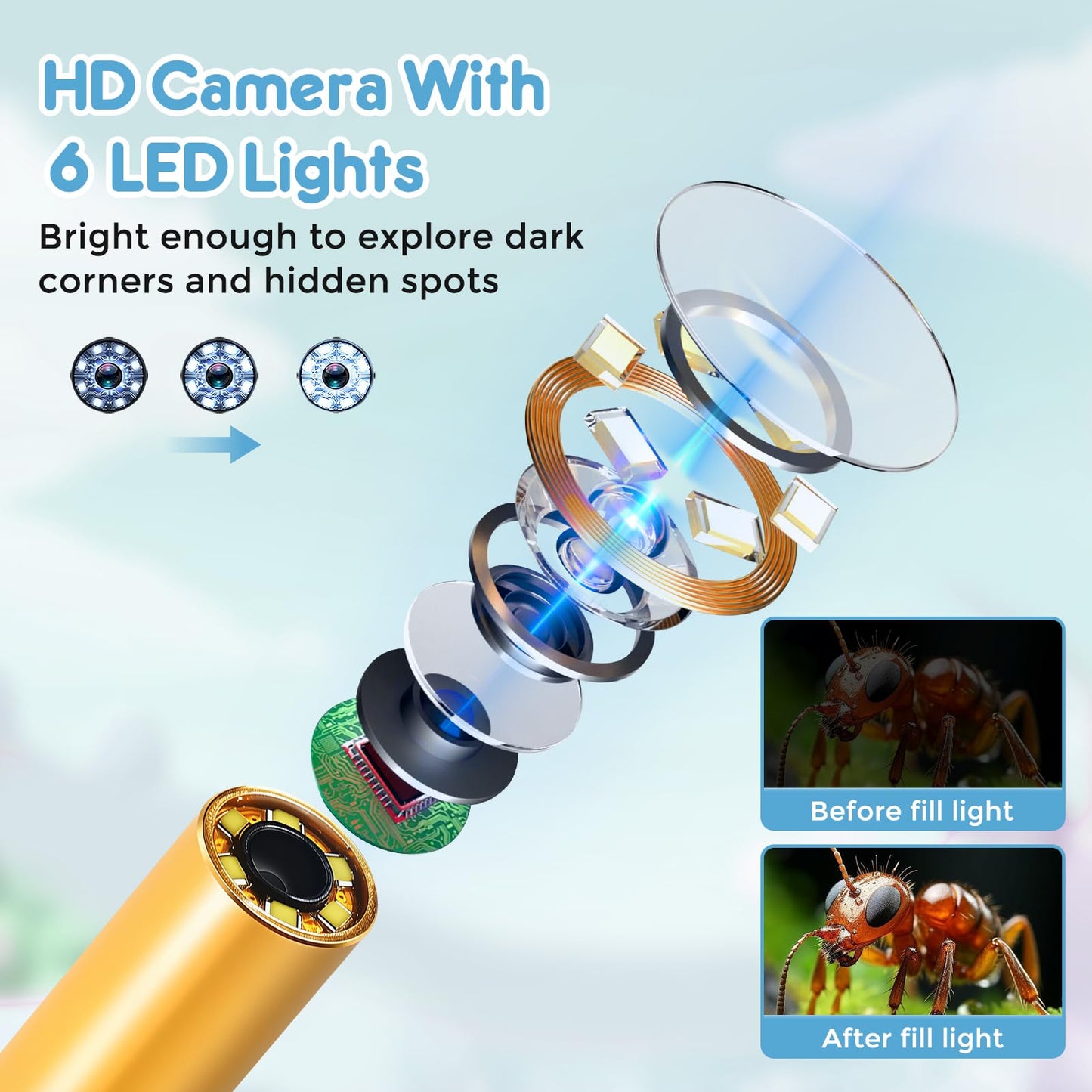 Vivid Glass Borescope Camera for Kids – STEM Toy for Ages 4–12 (Blue)