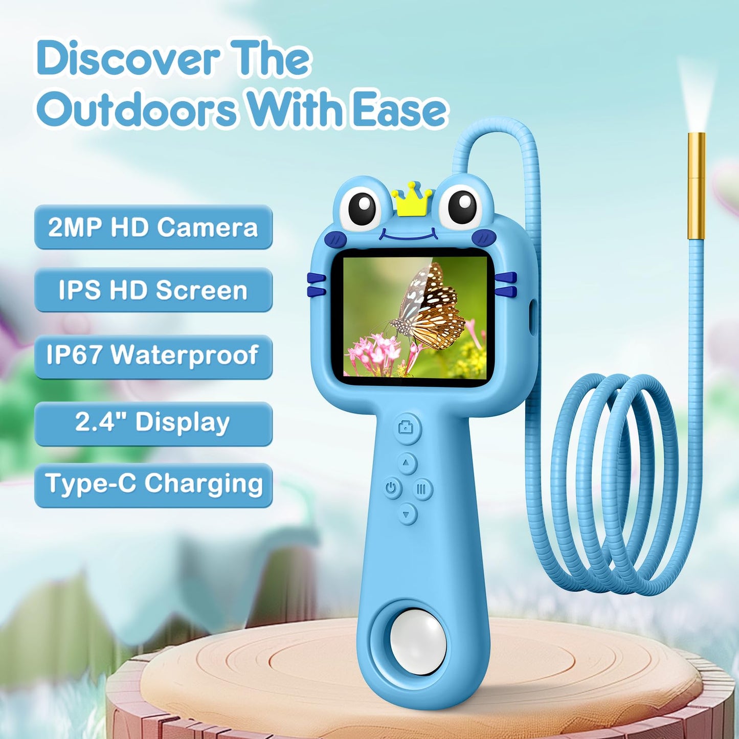 Vivid Glass Borescope Camera for Kids – STEM Toy for Ages 4–12 (Blue)