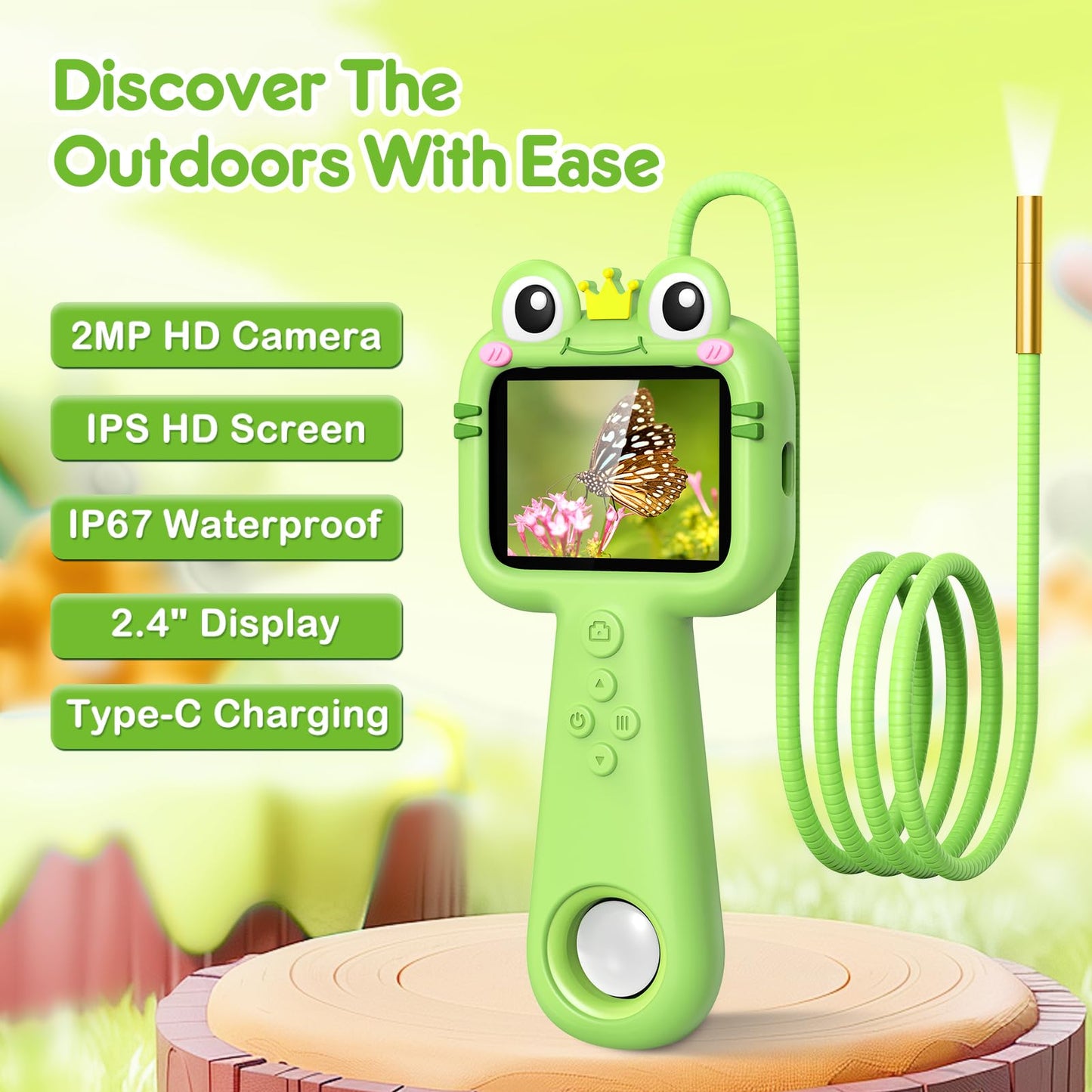 Vivid Glass Borescope Camera for Kids — STEM Educational Toy for 4–12 | Outdoor Discovery (Green)