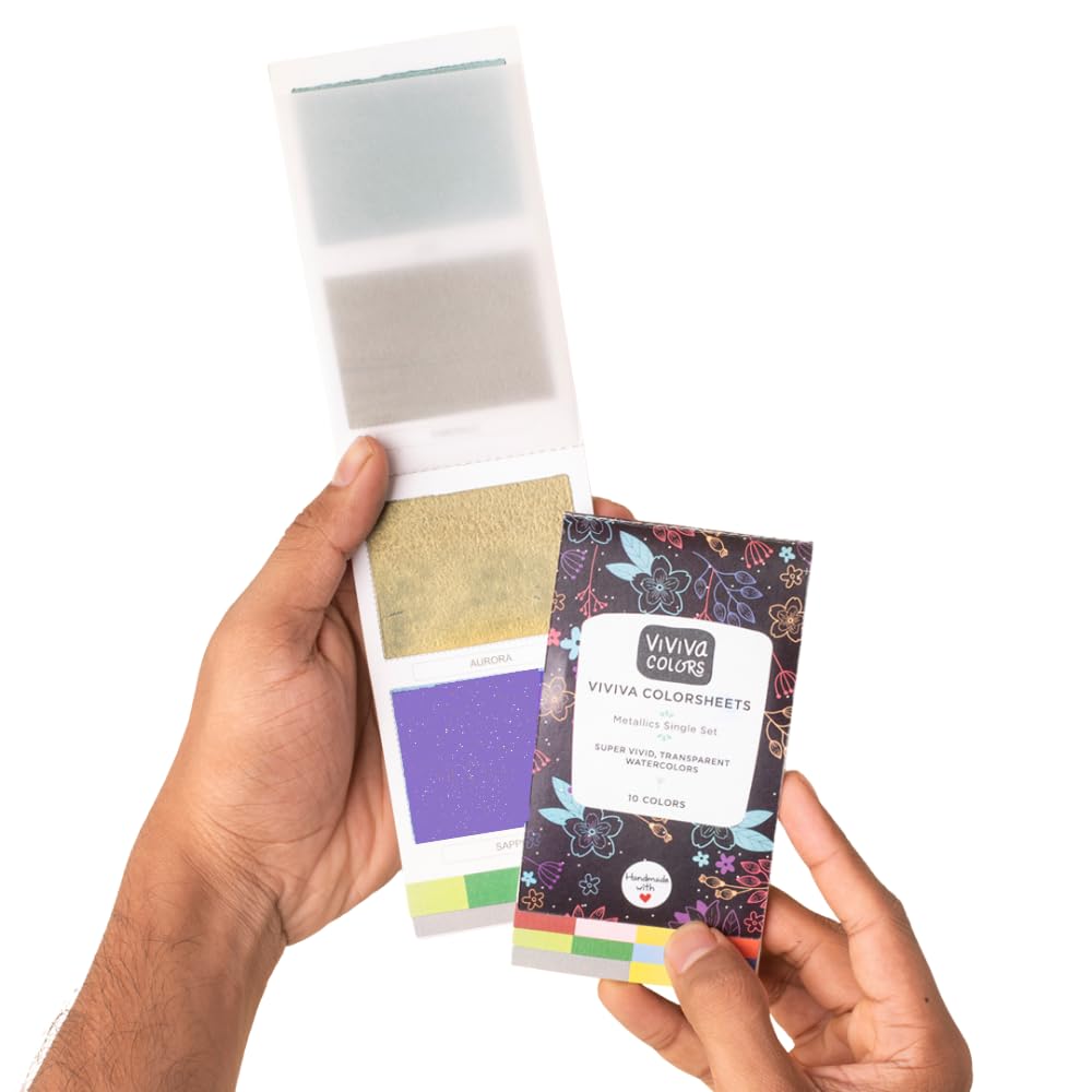Viviva Colors Metallic Watercolor Sheets – 10-Color Travel Paint Set