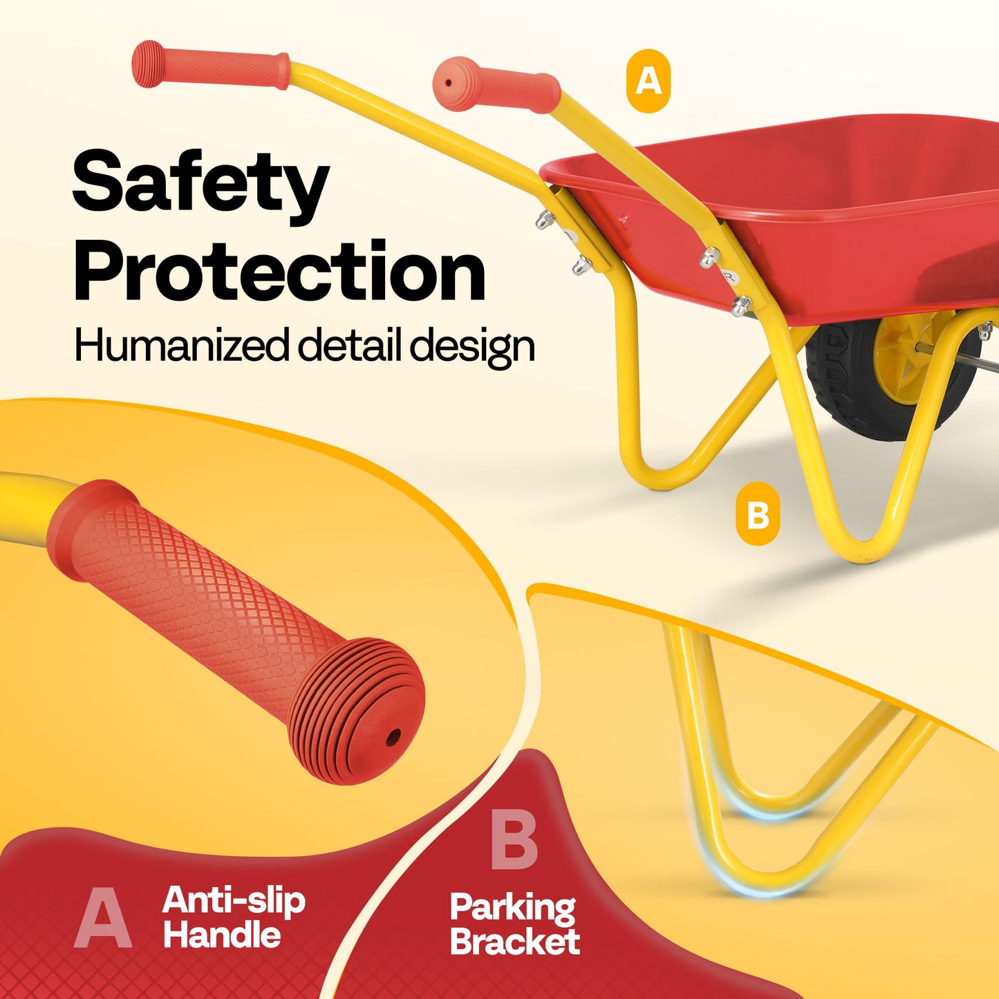 VIVOHOME Kids Wheelbarrow Toy with Toddler Garden Tool Set – Red
