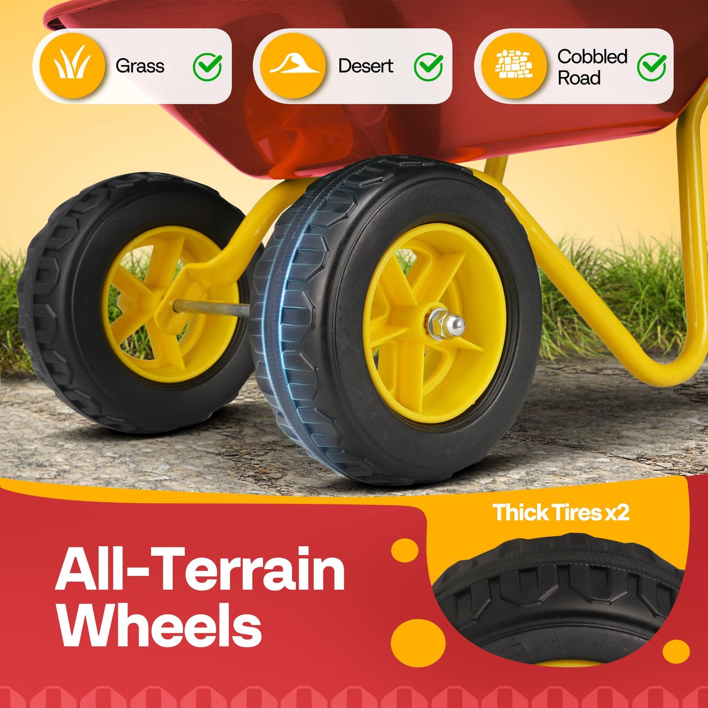 VIVOHOME Kids Wheelbarrow Toy with Toddler Garden Tool Set – Red