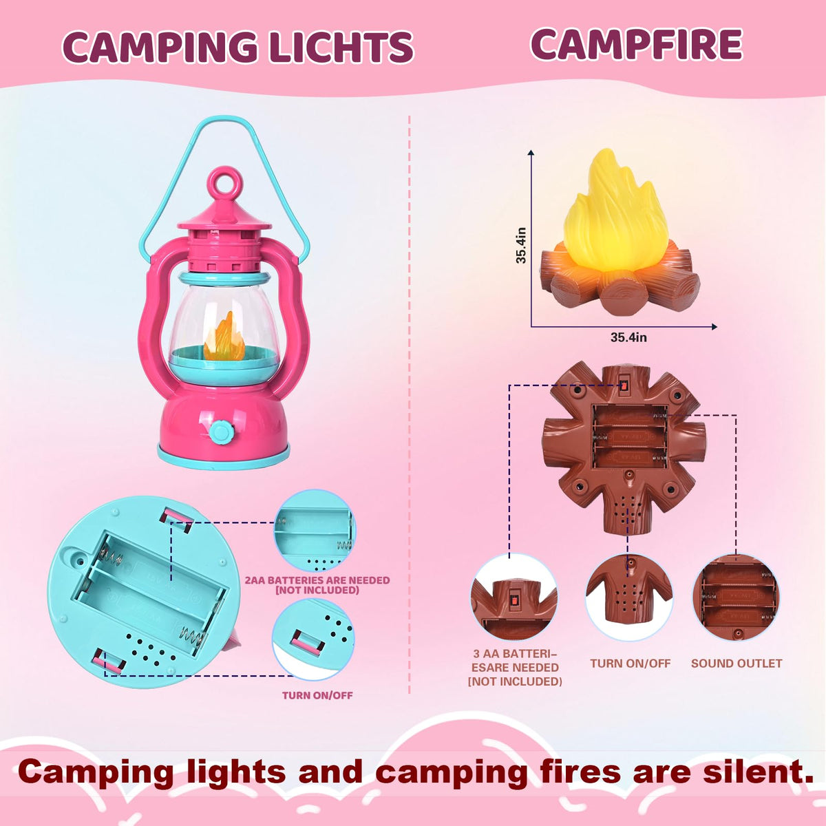Viwulute Camping Set Toys with Pop Up Tent – Indoor/Outdoor Pretend Play for Toddlers 3-5