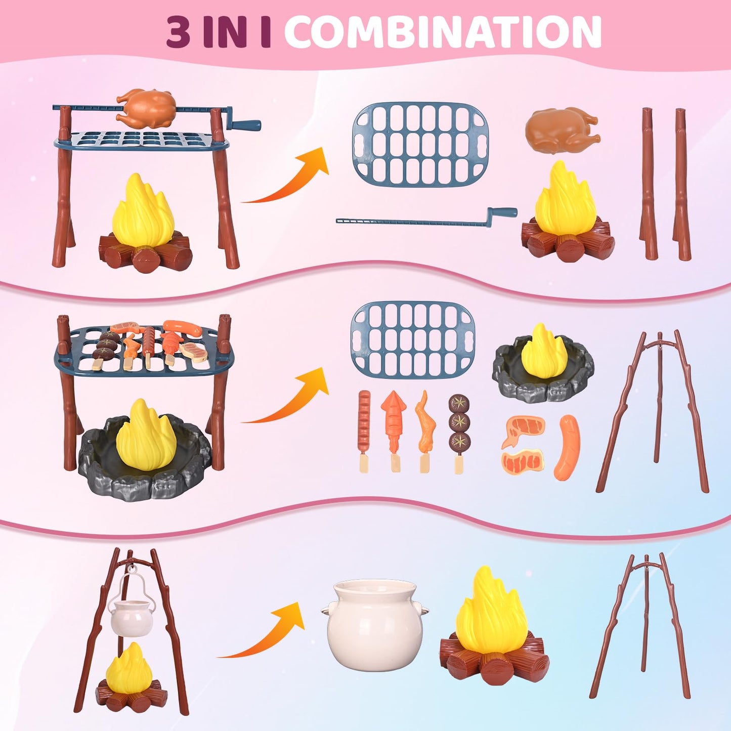 Viwulute Camping Set Toys with Pop Up Tent – Indoor/Outdoor Pretend Play for Toddlers 3-5
