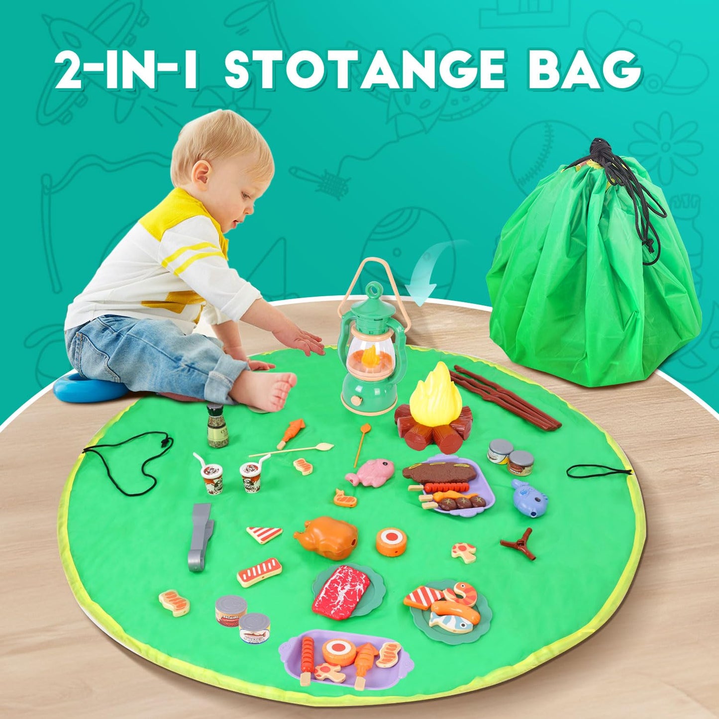 Viwulute Camping Set Toys with Pop Up Play Tent – Indoor/Outdoor Pretend Camping for Kids 3-7