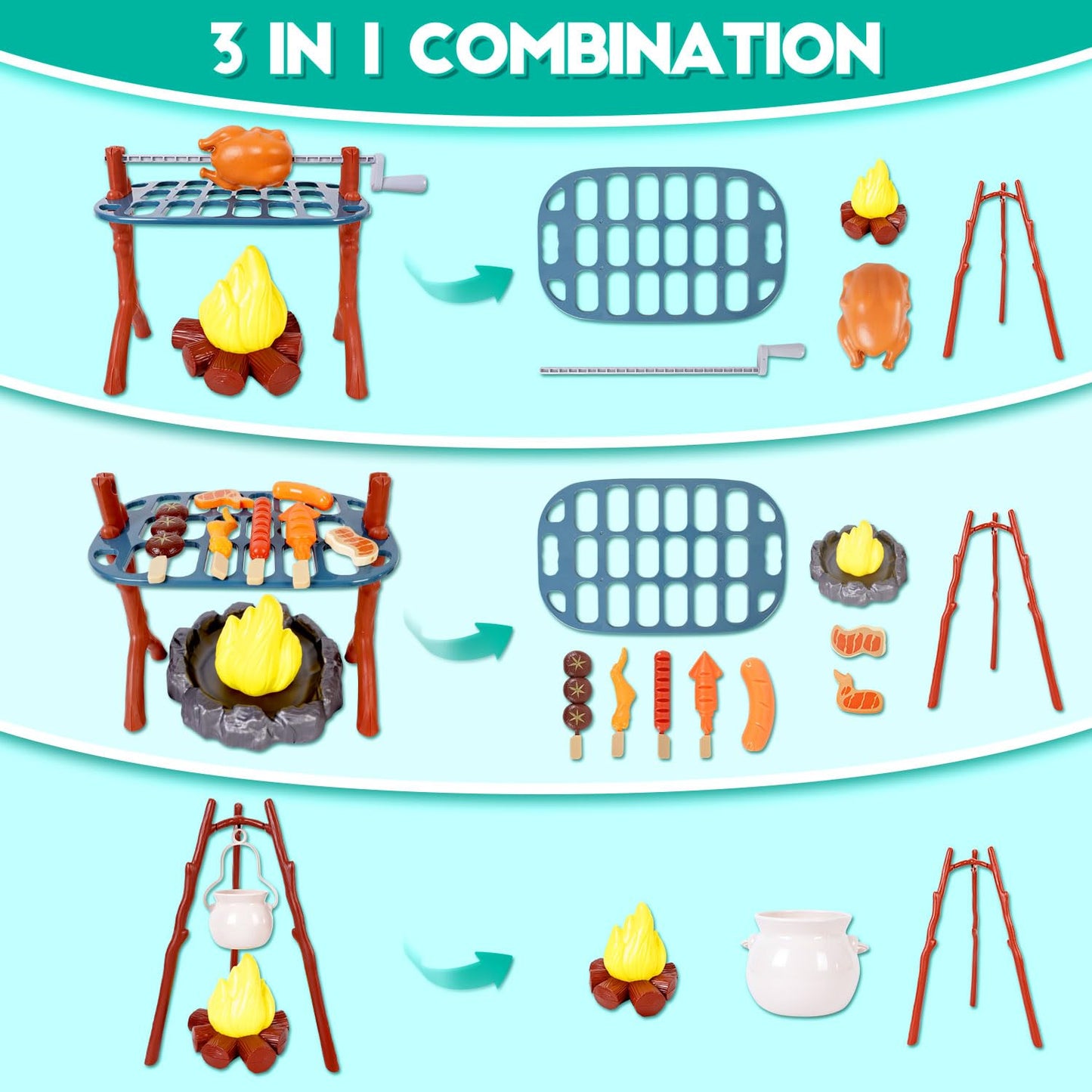 Viwulute Camping Set Toys with Pop Up Play Tent – Indoor/Outdoor Pretend Camping for Kids 3-7