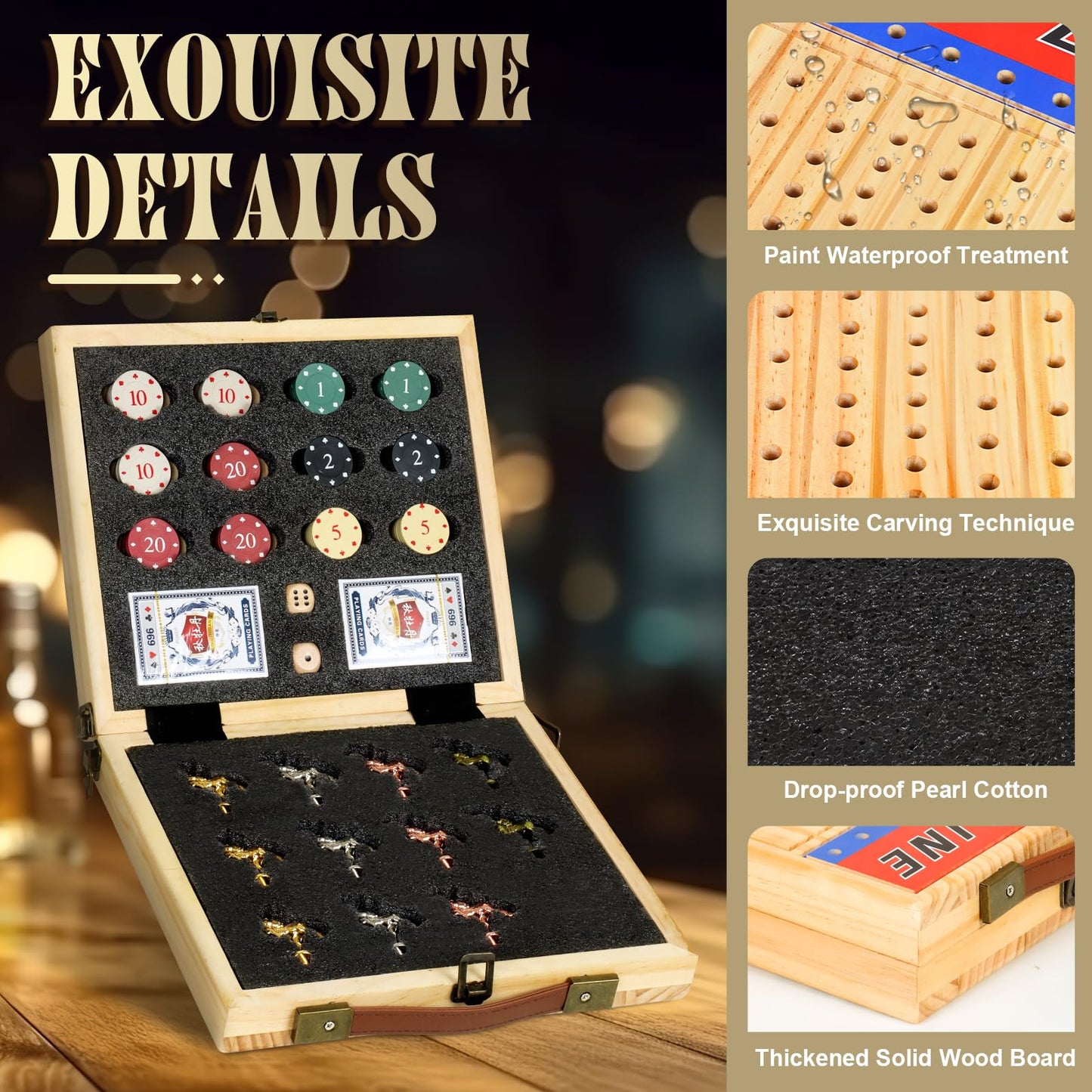 Vixflux 21-Inch Horse Racing Board Game – Luxury Metal Horses, Thick Wooden Board, Complete Family Set