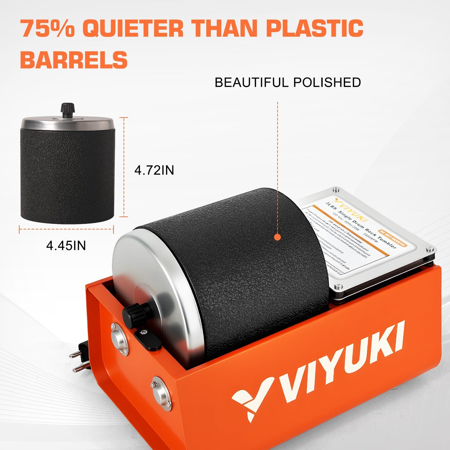 VIYUKI Rock Tumbler Kit – 3 lb Extra-Large Barrel with Rocks, Grit & Educational STEM Kit