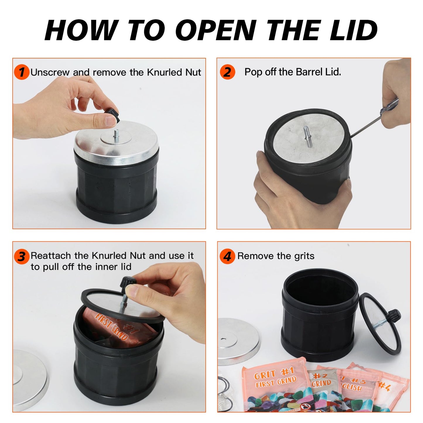 VIYUKI Rock Tumblers Kit — Turn Rough Rocks into Polished Gemstones with 4 Grits & Accessories