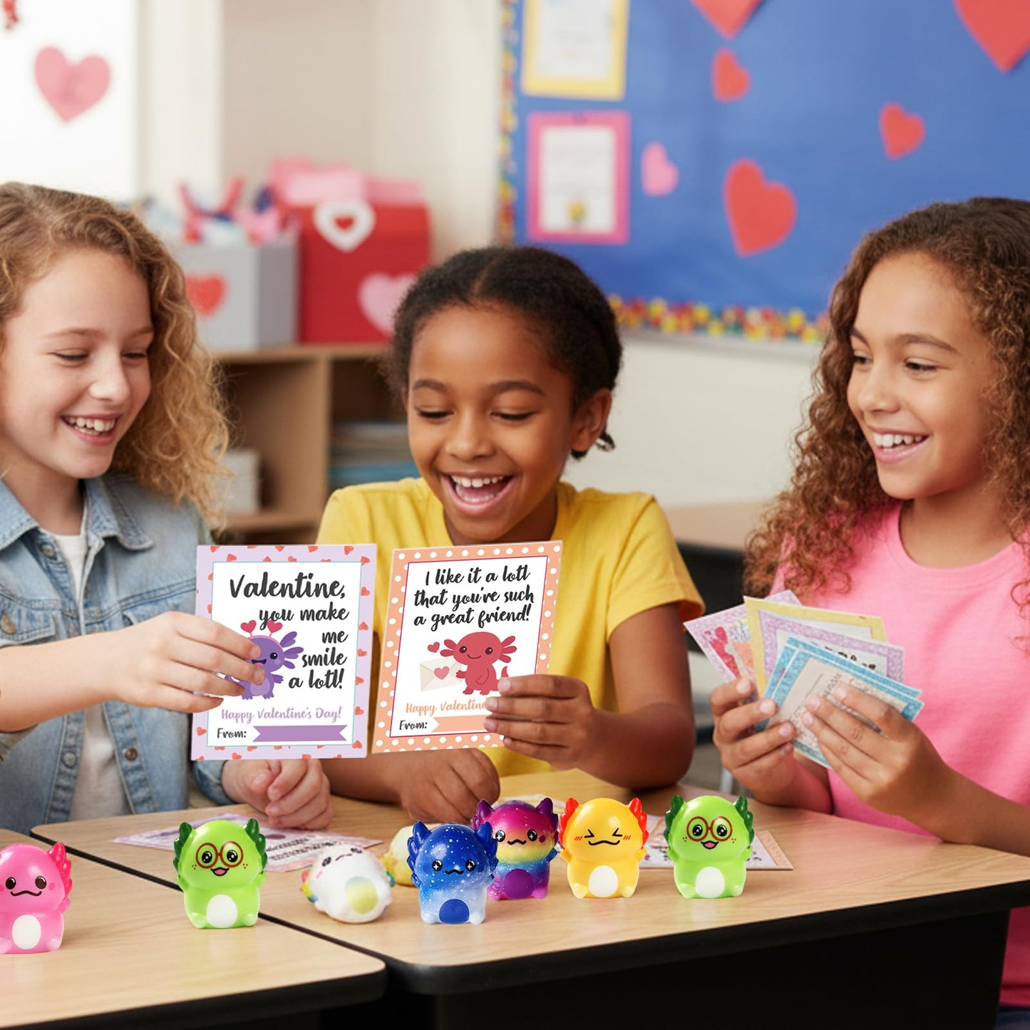 Vkovnis Valentines Day Axolotl Squishies – 24 Pack Slow-Rise Fidget Toys for Kids | Classroom Favors