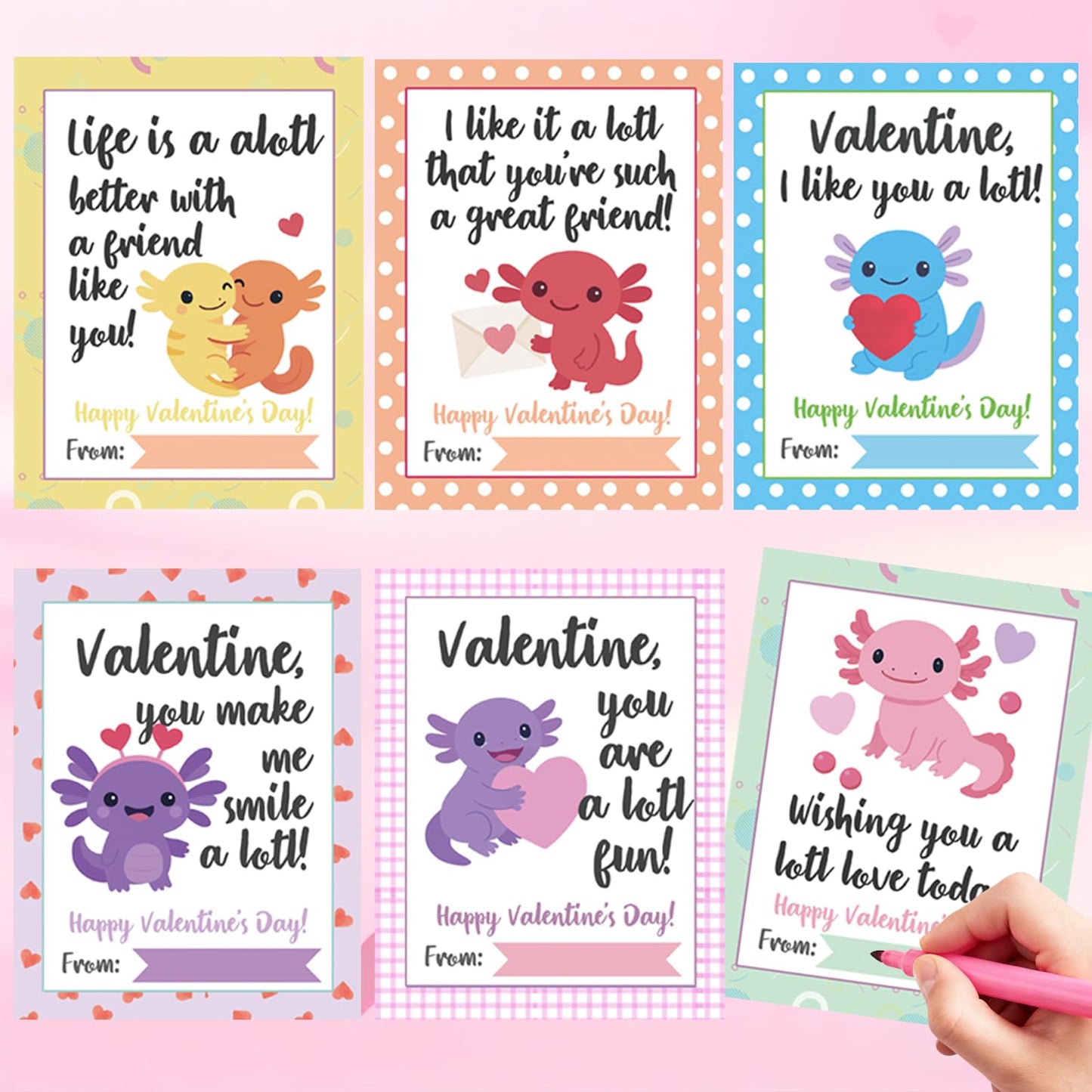 Vkovnis Valentines Day Axolotl Squishies – 24 Pack Slow-Rise Fidget Toys for Kids | Classroom Favors