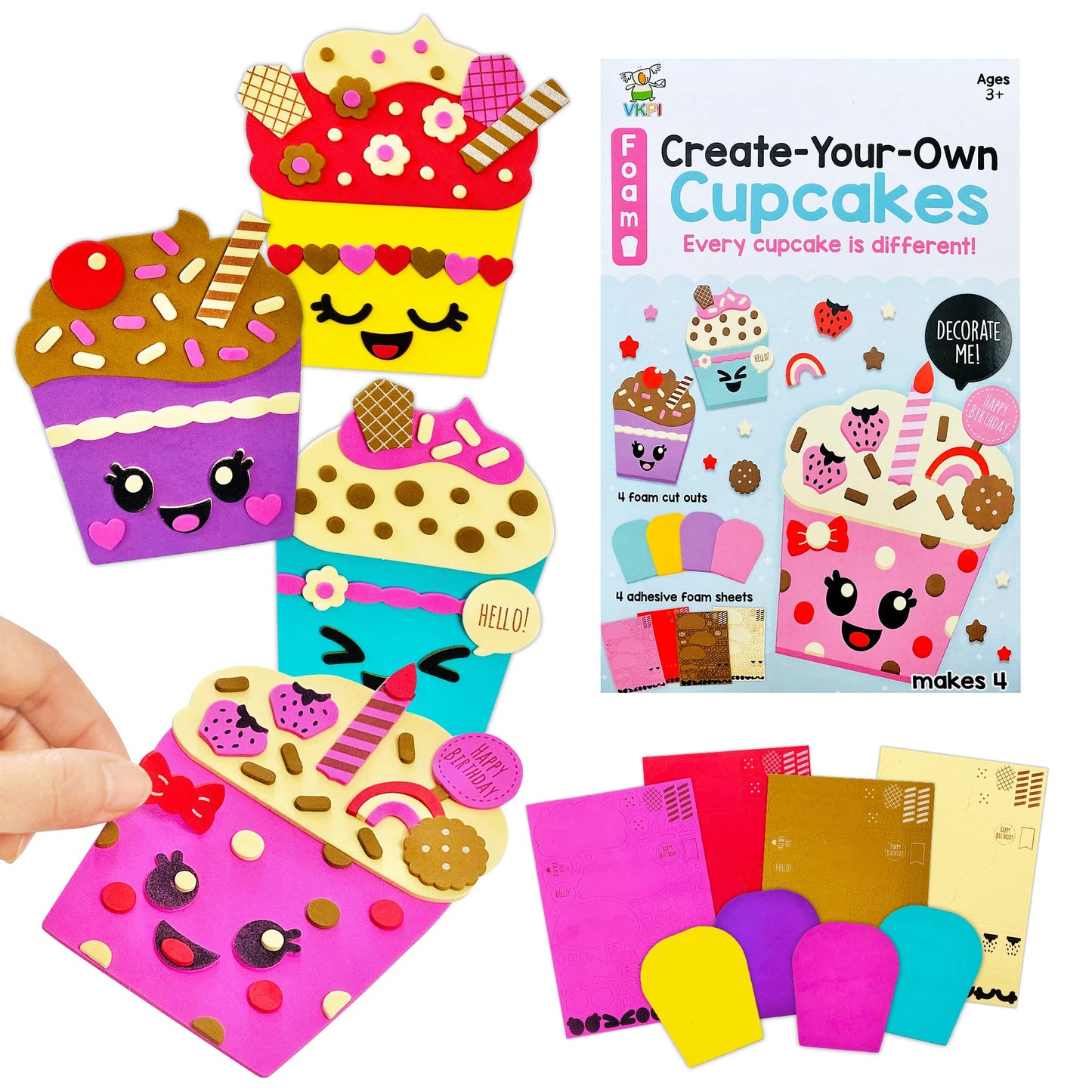 VKPI 4-Piece EVA Foam Art Kit for Kids — Create Your Own Cupcakes