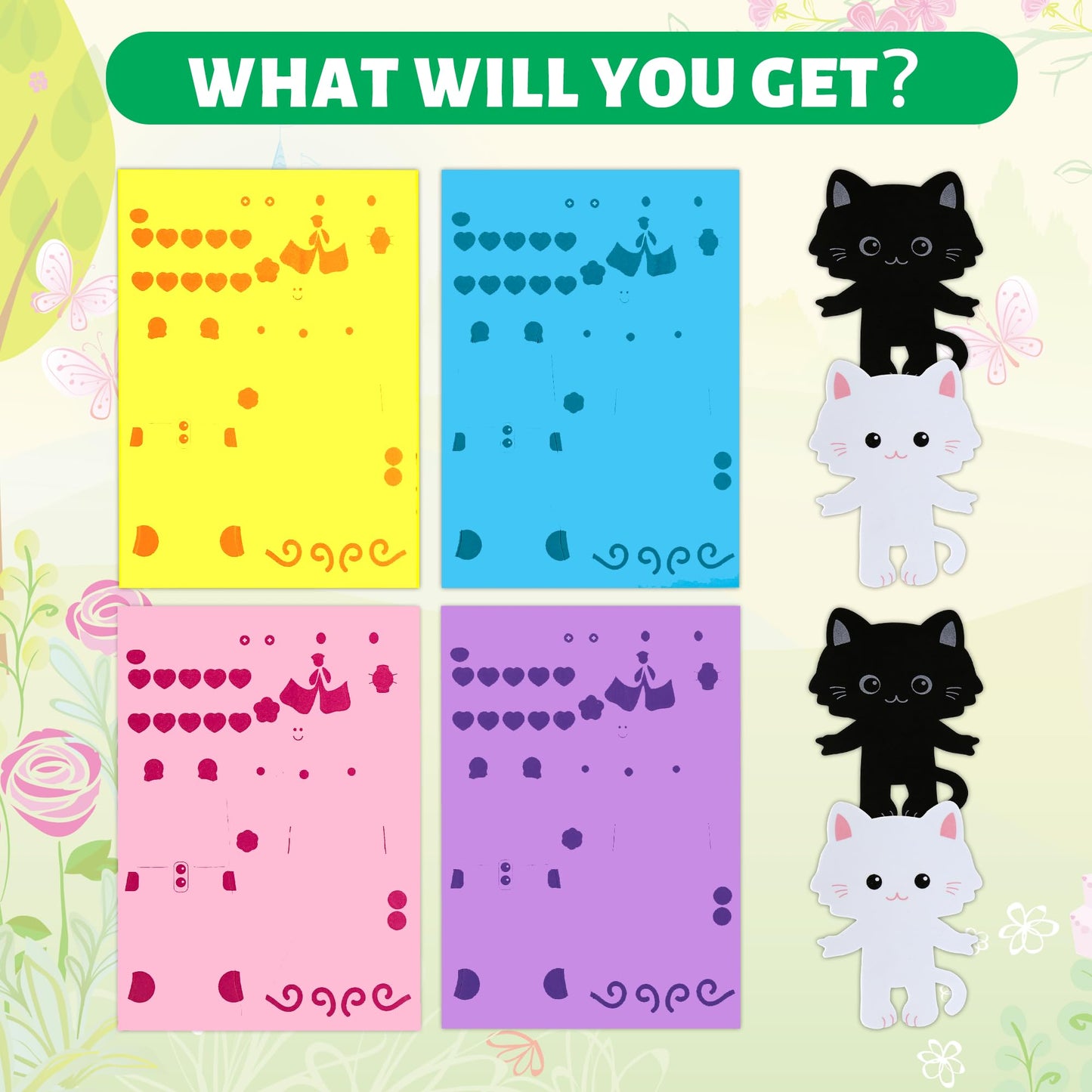 VKPI 4-Piece Cats Foam Art Craft Kit for Kids Ages 4+ | Create Your Own Kittens