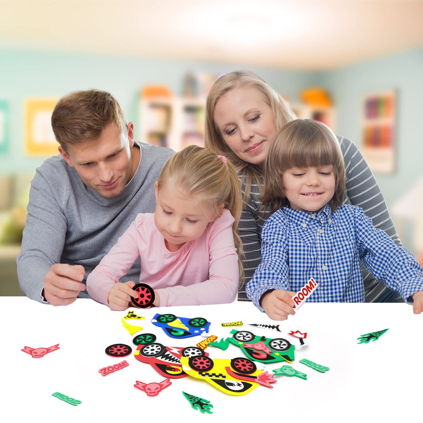 VKPI 4-Piece EVA Foam Art Crafts Kit – Make Your Own Racing Cars for Kids