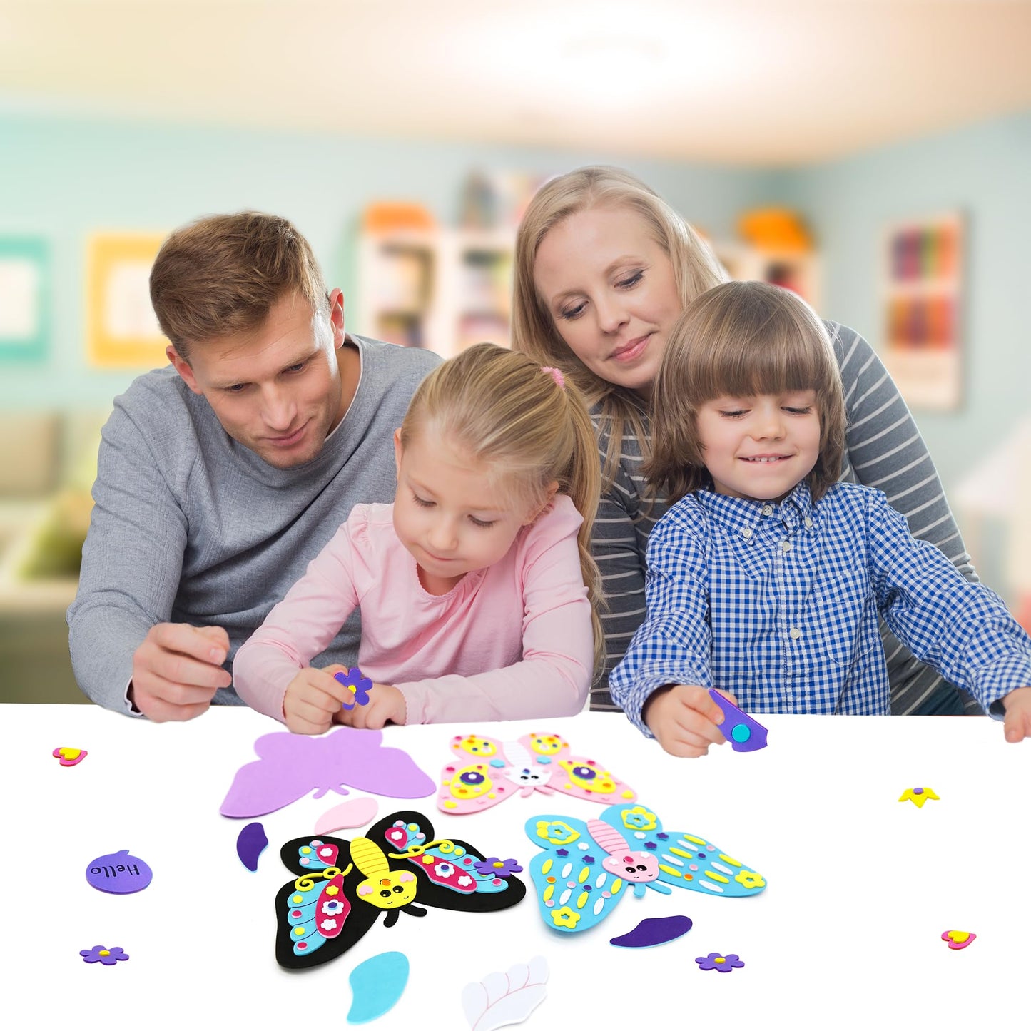 VKPI 4 Butterflies Foam Art Craft Kit – Creative 3D Butterflies for Kids