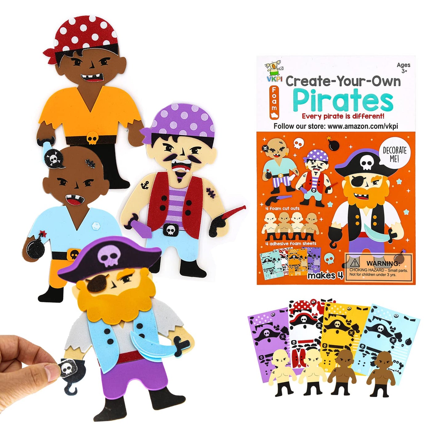 VKPI 4-Piece EVA Foam Art Crafts Kit – DIY Pirates for Kids 4+