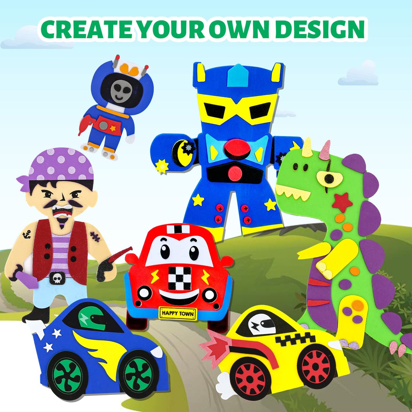 VKPI 4-Piece EVA Foam Art Crafts Kit – DIY Pirates for Kids 4+