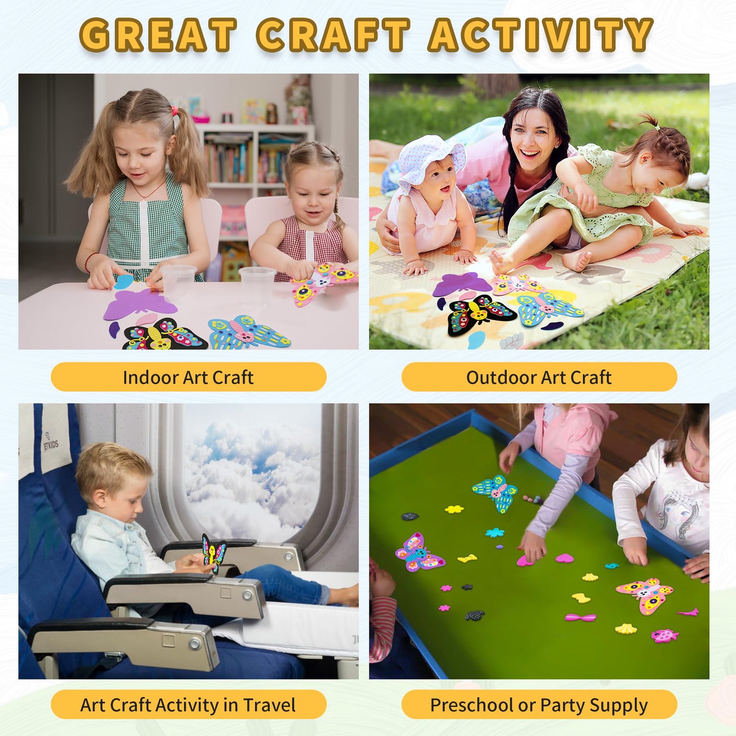 VKPI 4 Butterflies Foam Art Craft Kit – Creative 3D Butterflies for Kids