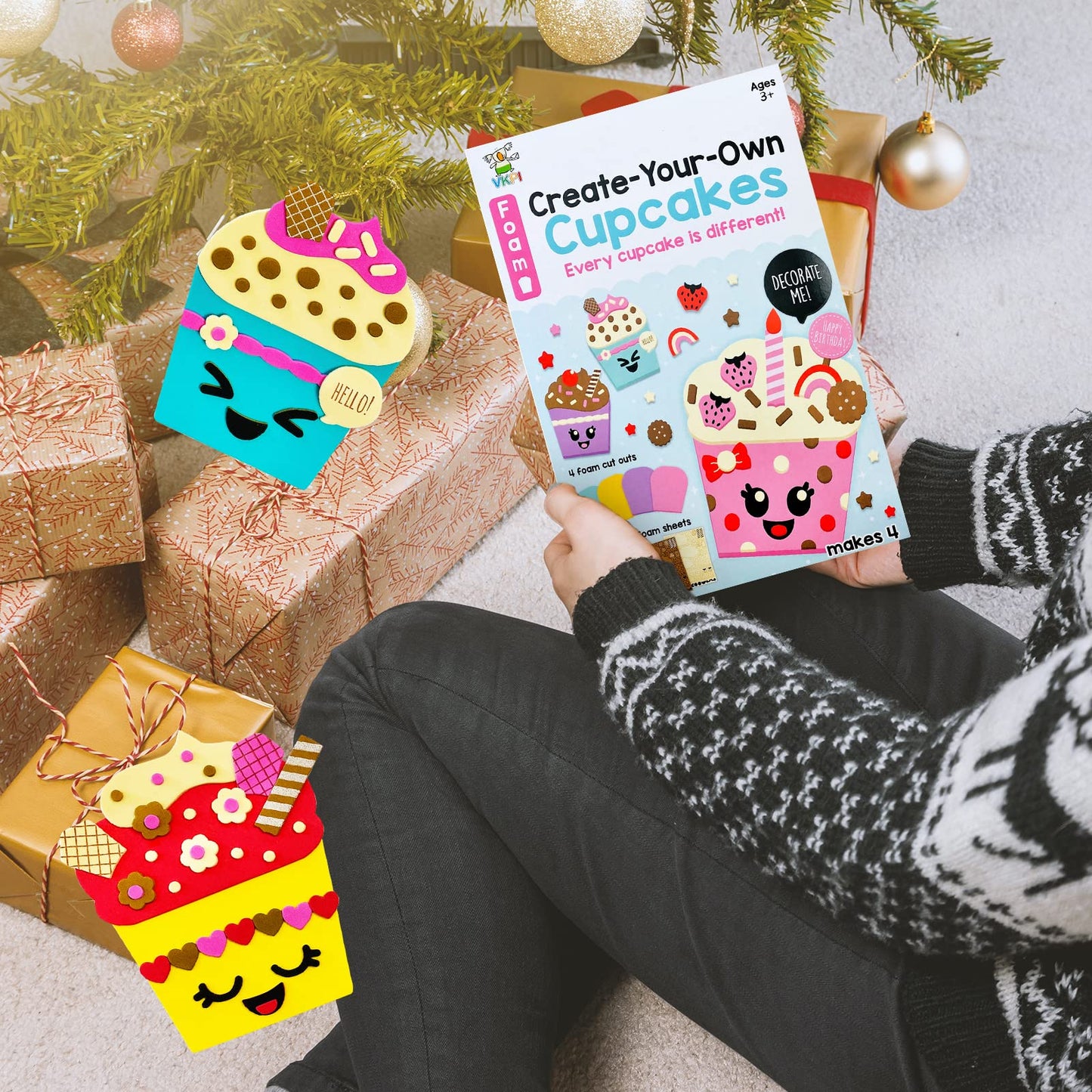 VKPI 4-Piece EVA Foam Art Kit for Kids — Create Your Own Cupcakes
