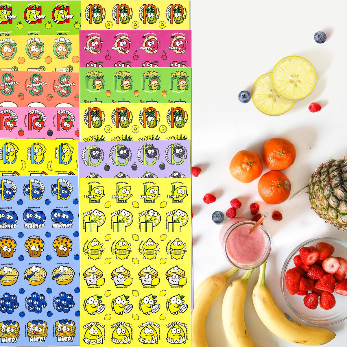 VKPI Scratch and Sniff Stickers – 1152 Pieces, 24 Scents, 48 Sheets, 144 Designs | Fun Rewards for Kids