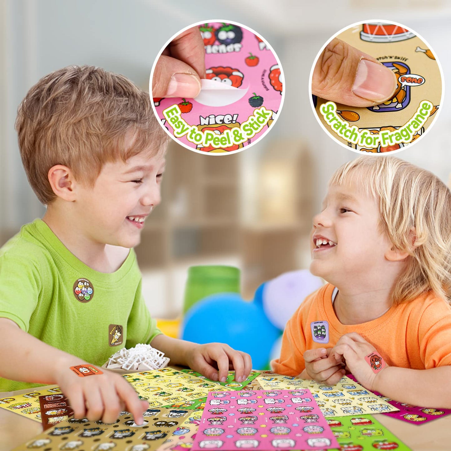 VKPI Scratch and Sniff Stickers – 1152 Pieces, 24 Scents, 48 Sheets, 144 Designs | Fun Rewards for Kids