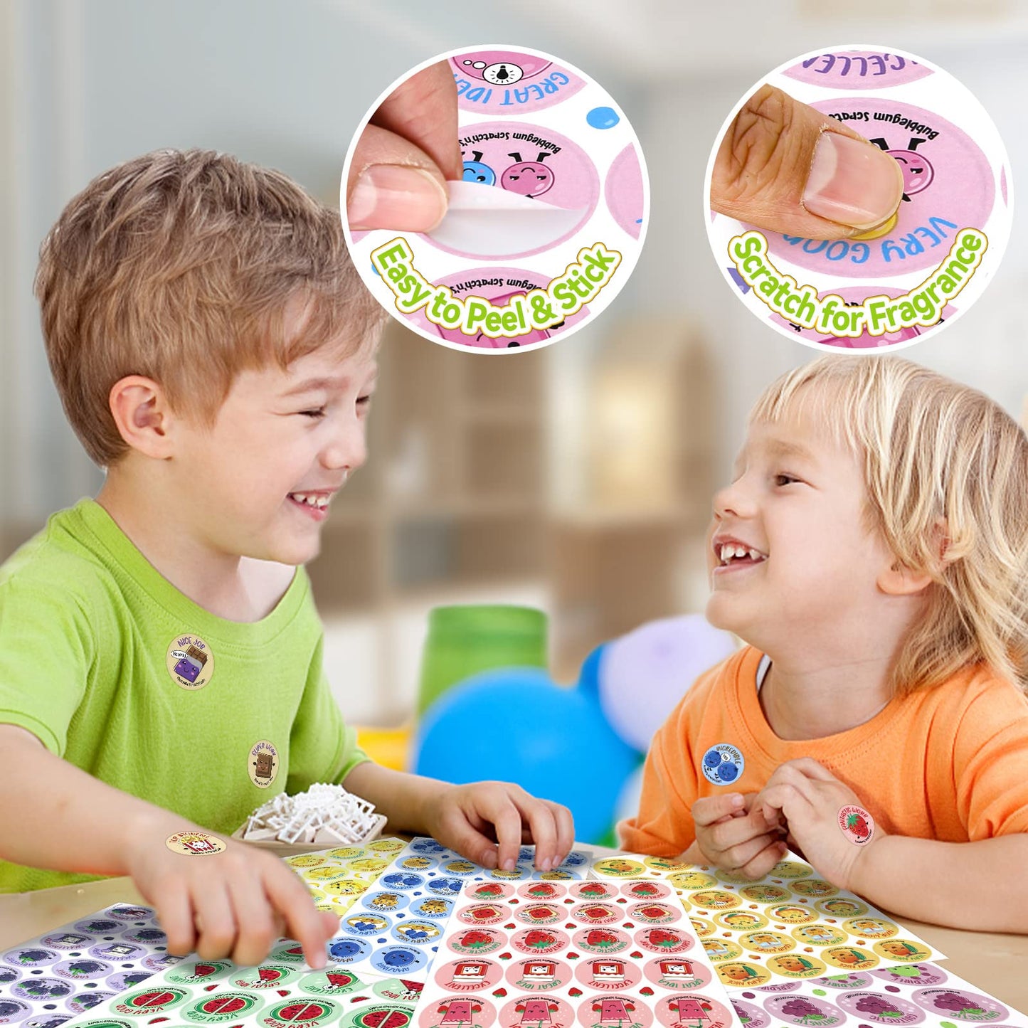 VKPI Scratch and Sniff Stickers – 1152 Pieces, 12 Scents, 48 Sheets for Kids