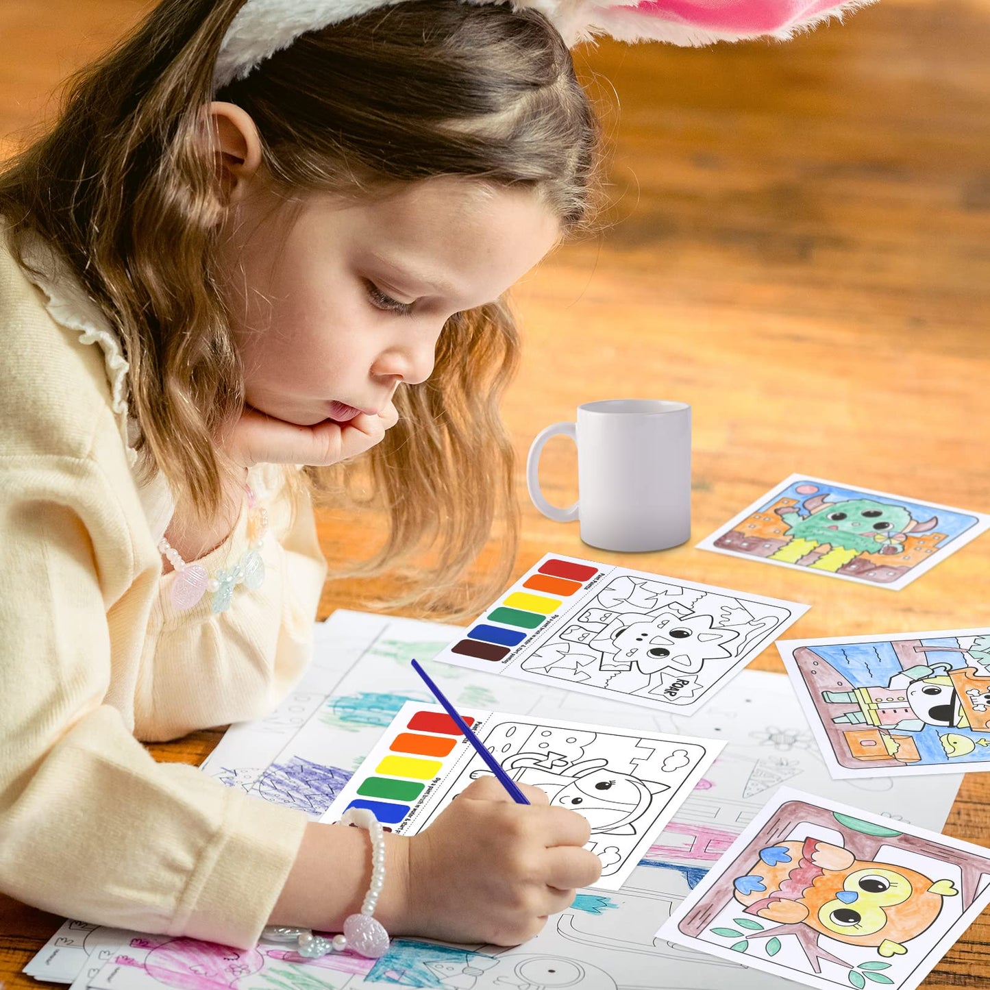 VKPI Water Coloring Activity Books – Mess-Free Kids Art Kit, 18 Sheets & 3 Brushes | Gift for Ages 3–8