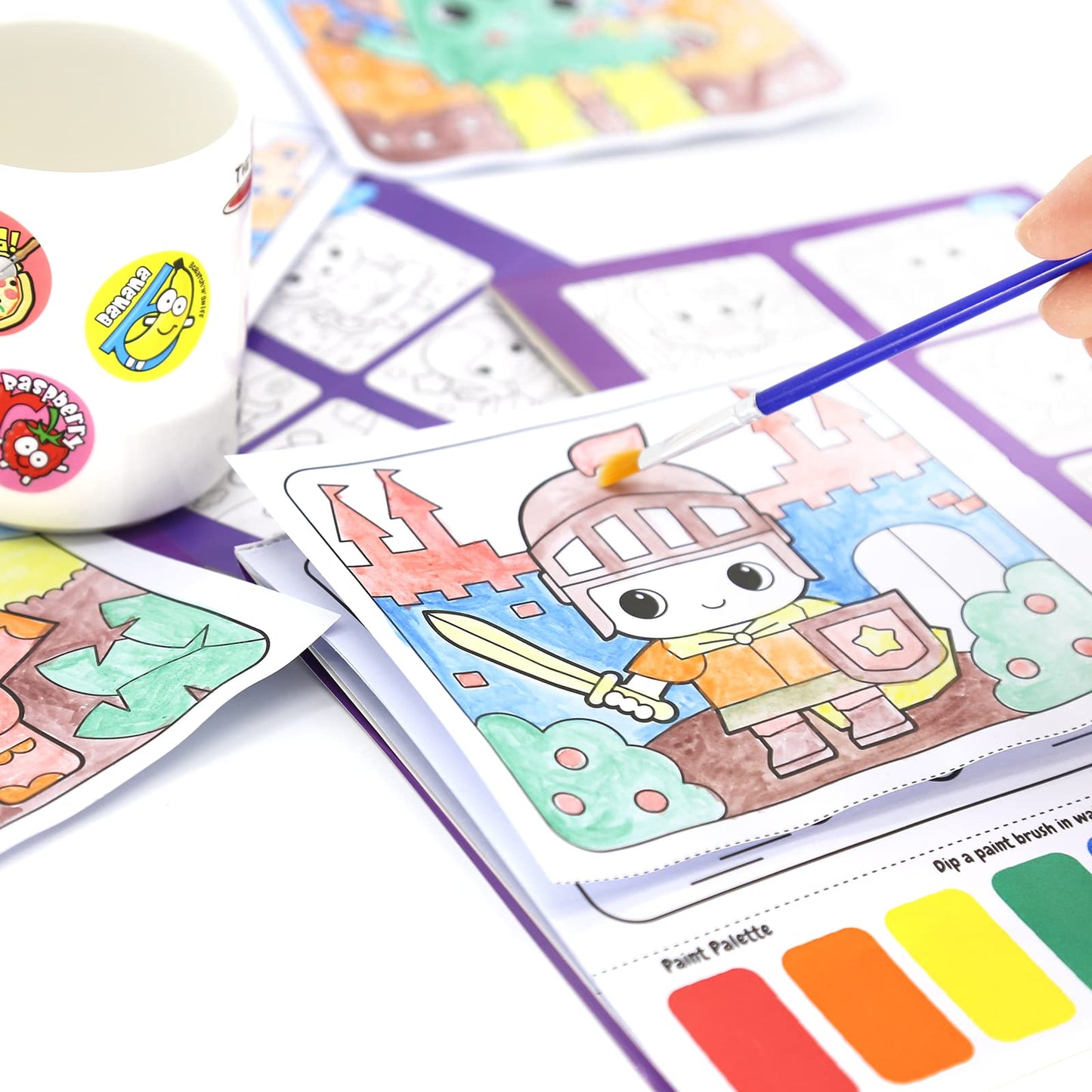 VKPI Water Coloring Activity Books – Mess-Free Kids Art Kit, 18 Sheets & 3 Brushes | Gift for Ages 3–8