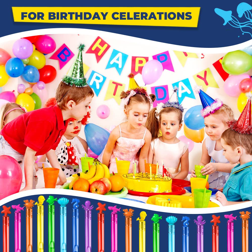 VKTEN 32Pcs Sea Mini Bubble Wands – 8 Styles, 8 Colors for Kids Parties