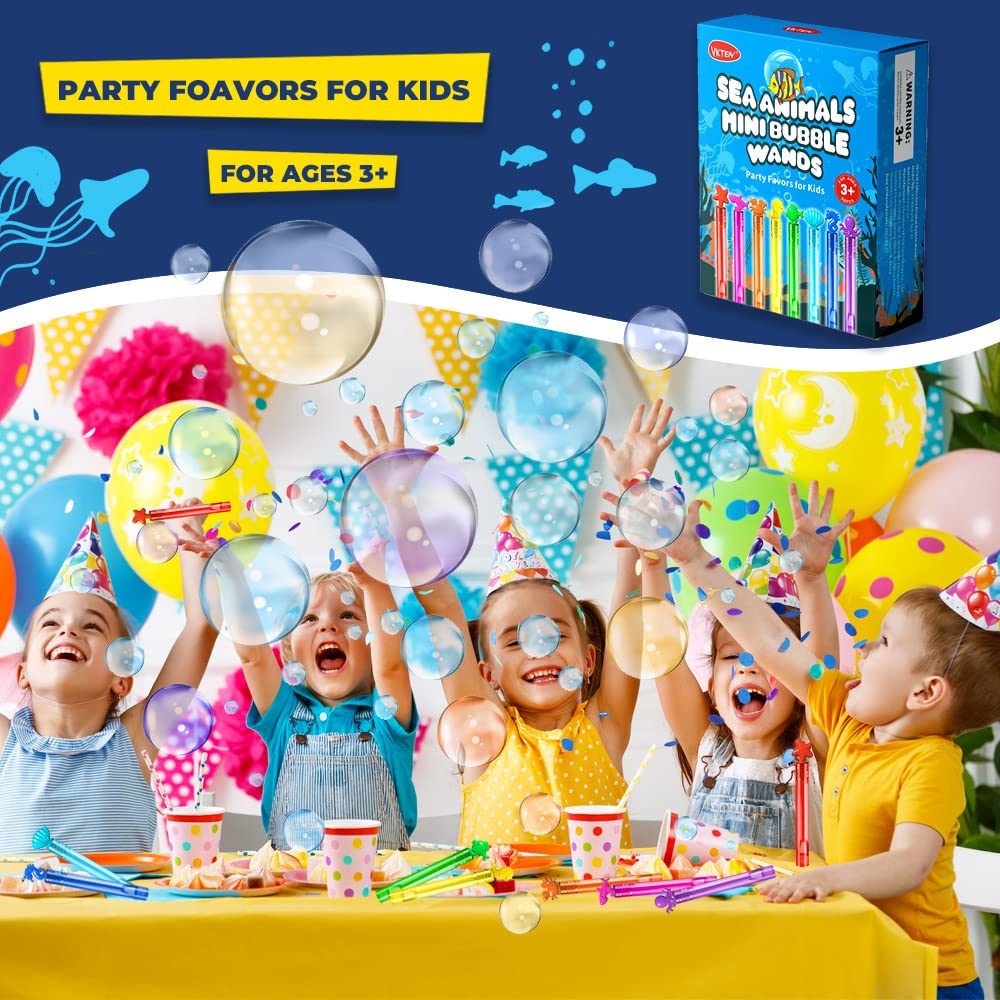 VKTEN 32Pcs Sea Mini Bubble Wands – 8 Styles, 8 Colors for Kids Parties