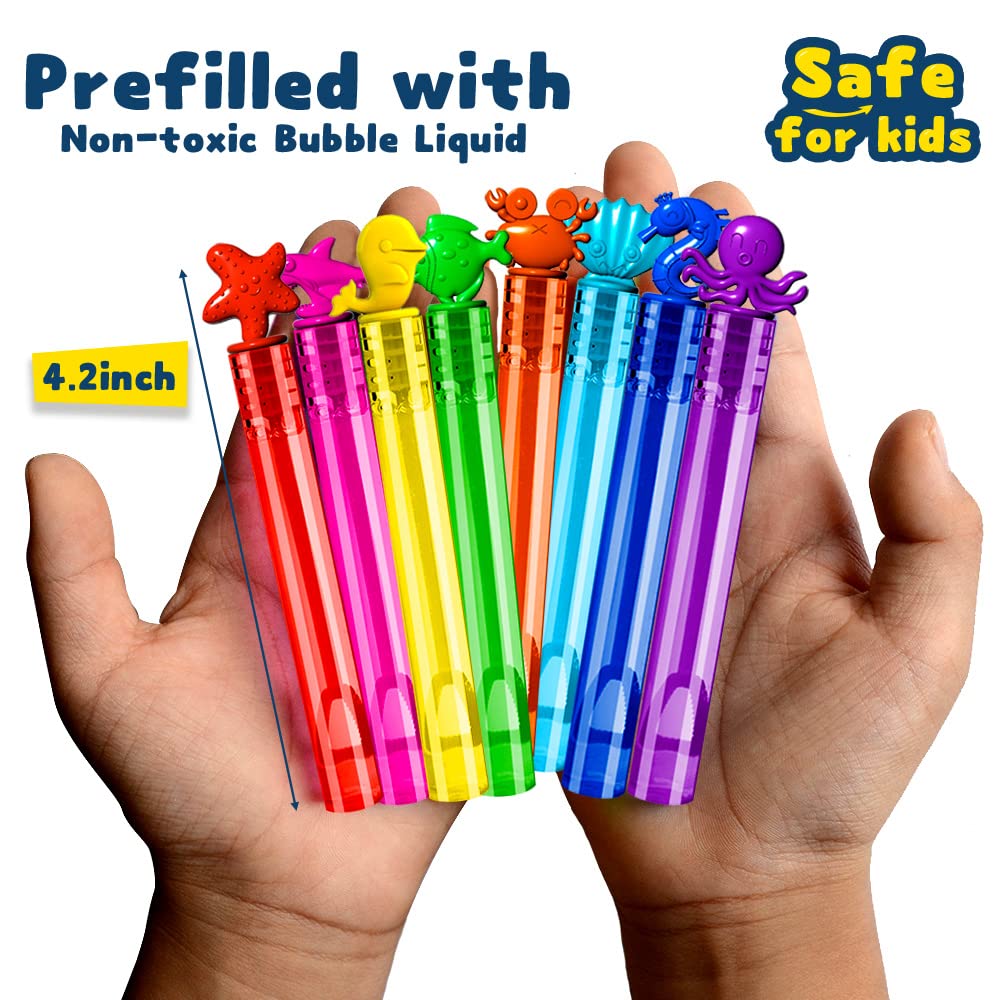 VKTEN 32Pcs Sea Mini Bubble Wands – 8 Styles, 8 Colors for Kids Parties
