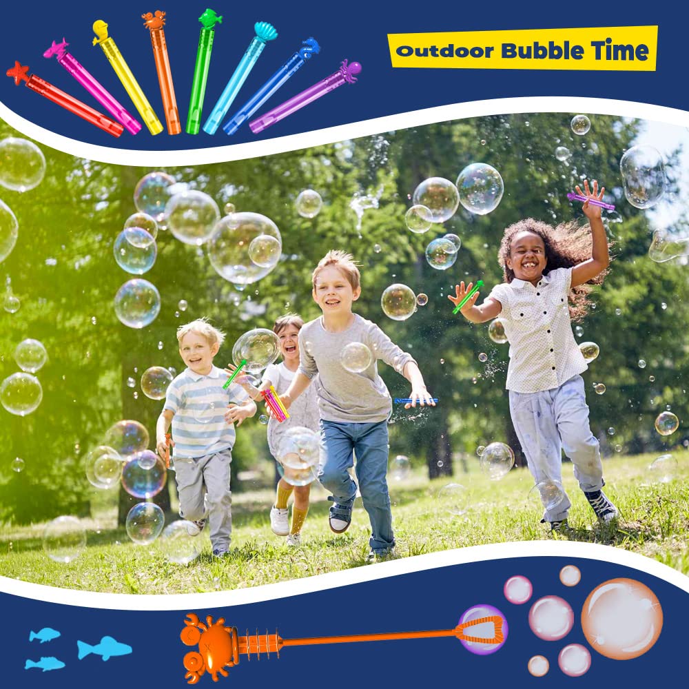 VKTEN 32Pcs Sea Mini Bubble Wands – 8 Styles, 8 Colors for Kids Parties