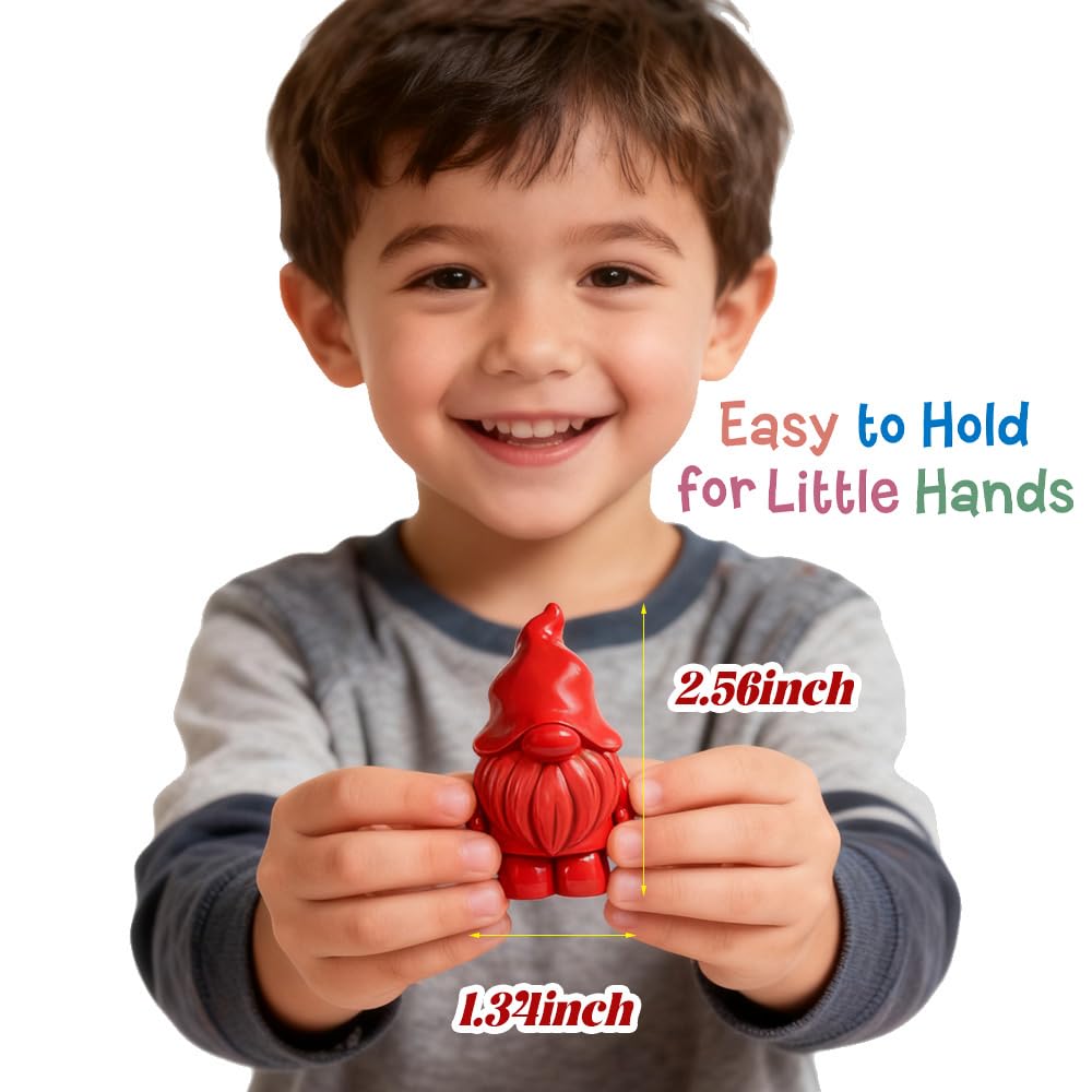 VKTEN Easter Gnome Crayons – 12-Pack Chunky 3D Toddler Coloring Set for Easter Baskets